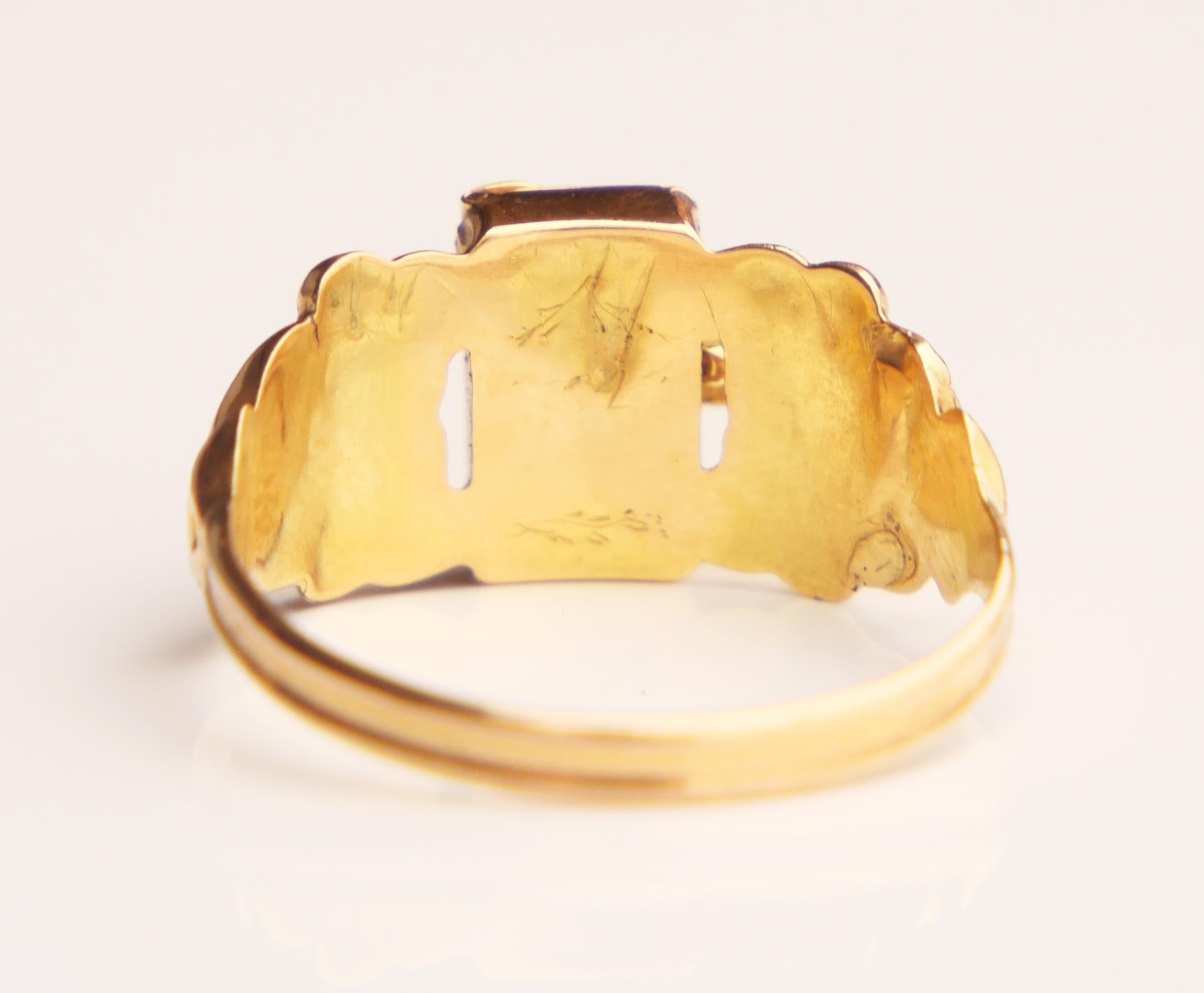 Antique Poison Ring solid 18K Gold Ø 8US / 2 gr For Sale 12