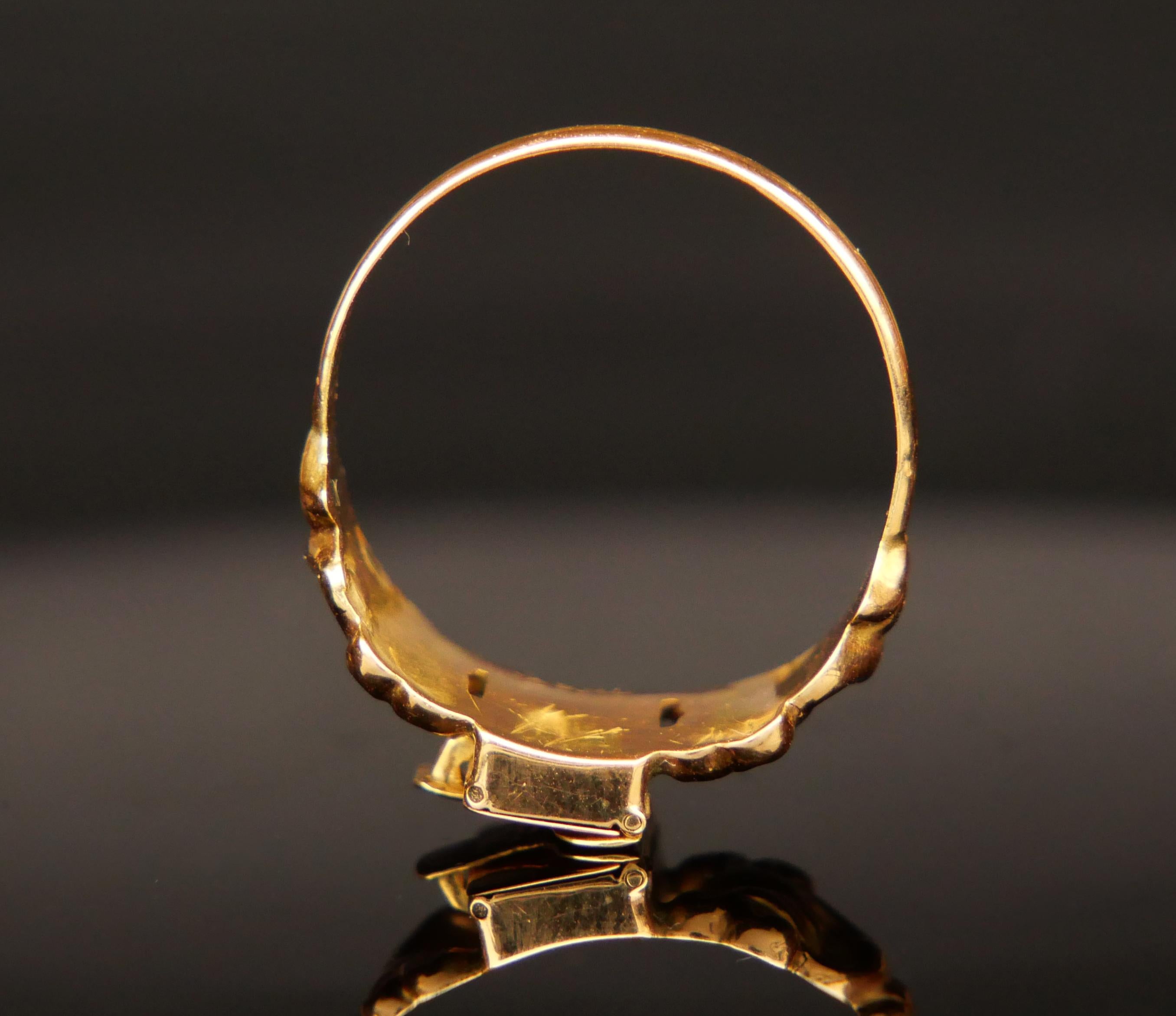Antique Poison Ring solid 18K Gold Ø 8US / 2 gr For Sale 4
