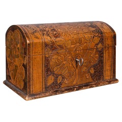 Caja de Papelería de Póquer Antigua, Ordenador de Escritorio Inglés, Arts & Crafts, Victoriano