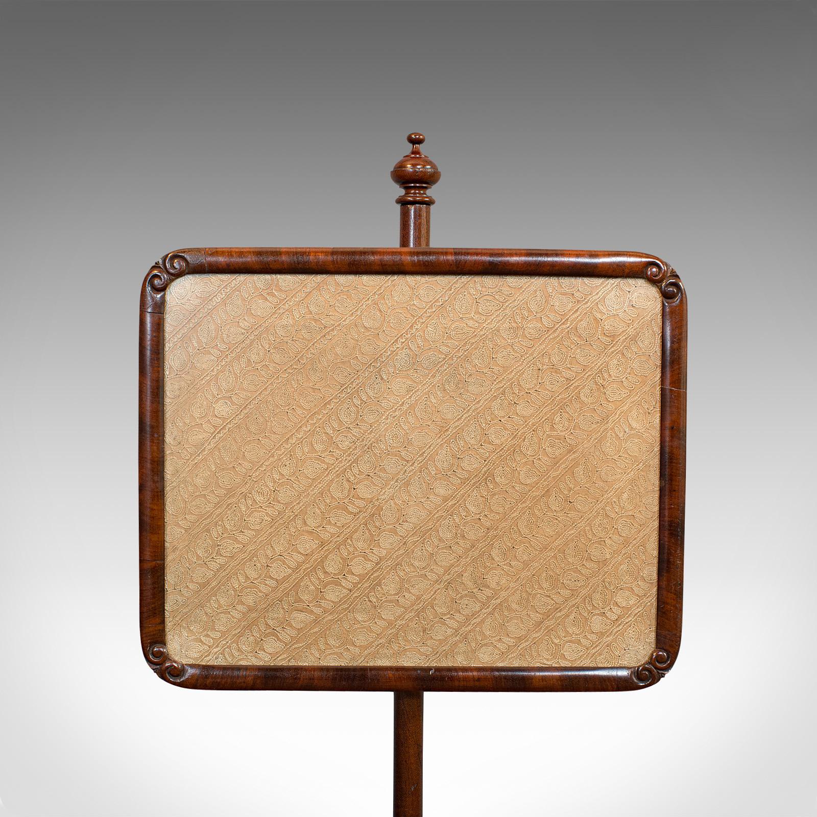 Antique Pole Screen, English, Mahogany, Fireside Screen, Tapestry, Regency, 1820 5