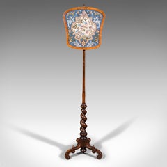 Antique Pole Screen, English, Needlepoint, Fire Shield, Tapestry, Regency, 1820