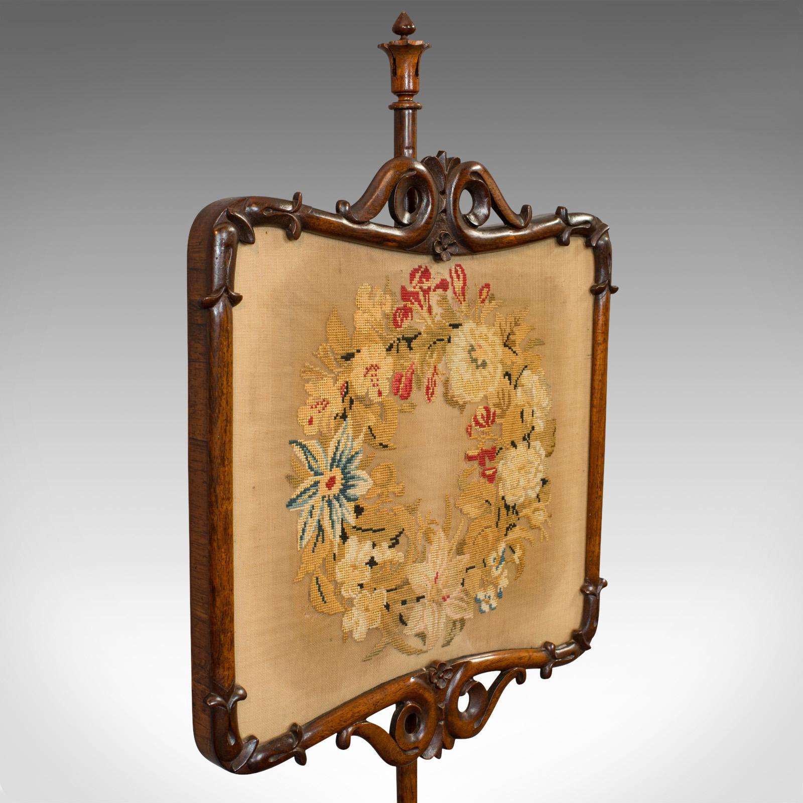 Antique Pole Screen, Rosewood, Needlepoint Tapestry, Fire Screen, Regency, 1820 4