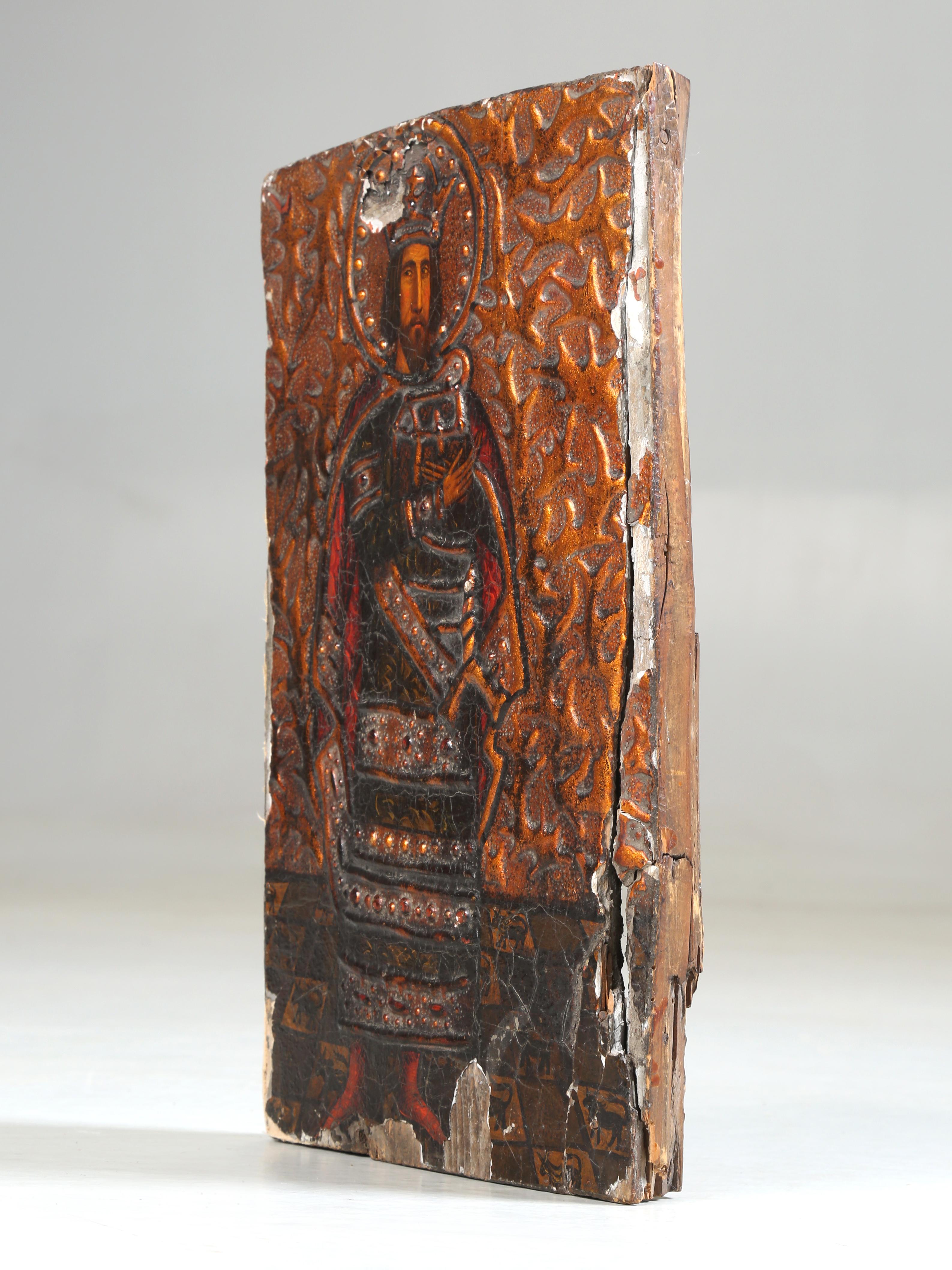 Antique icône polonais de l'icône orthodoxe de Saint Théodose vers 1800 en vente 3