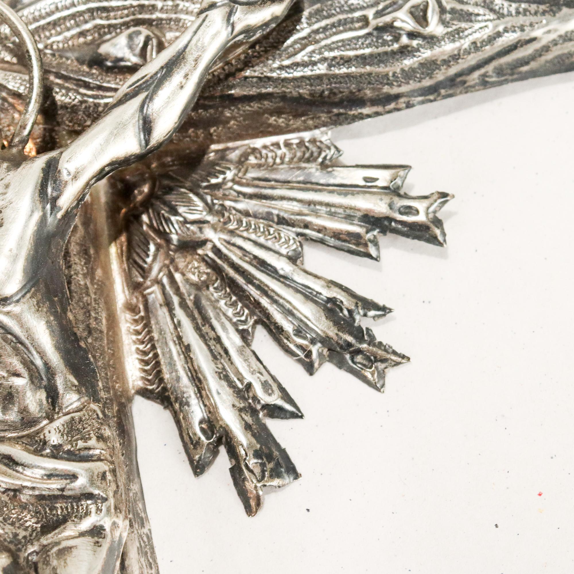 Croce o crocifisso ortodosso orientale antico in argento massiccio polacco 5