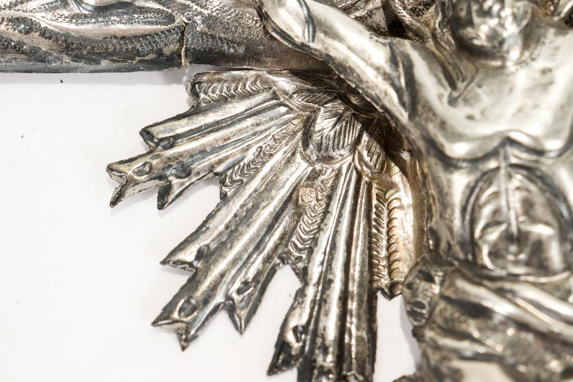 Croce o crocifisso ortodosso orientale antico in argento massiccio polacco 9
