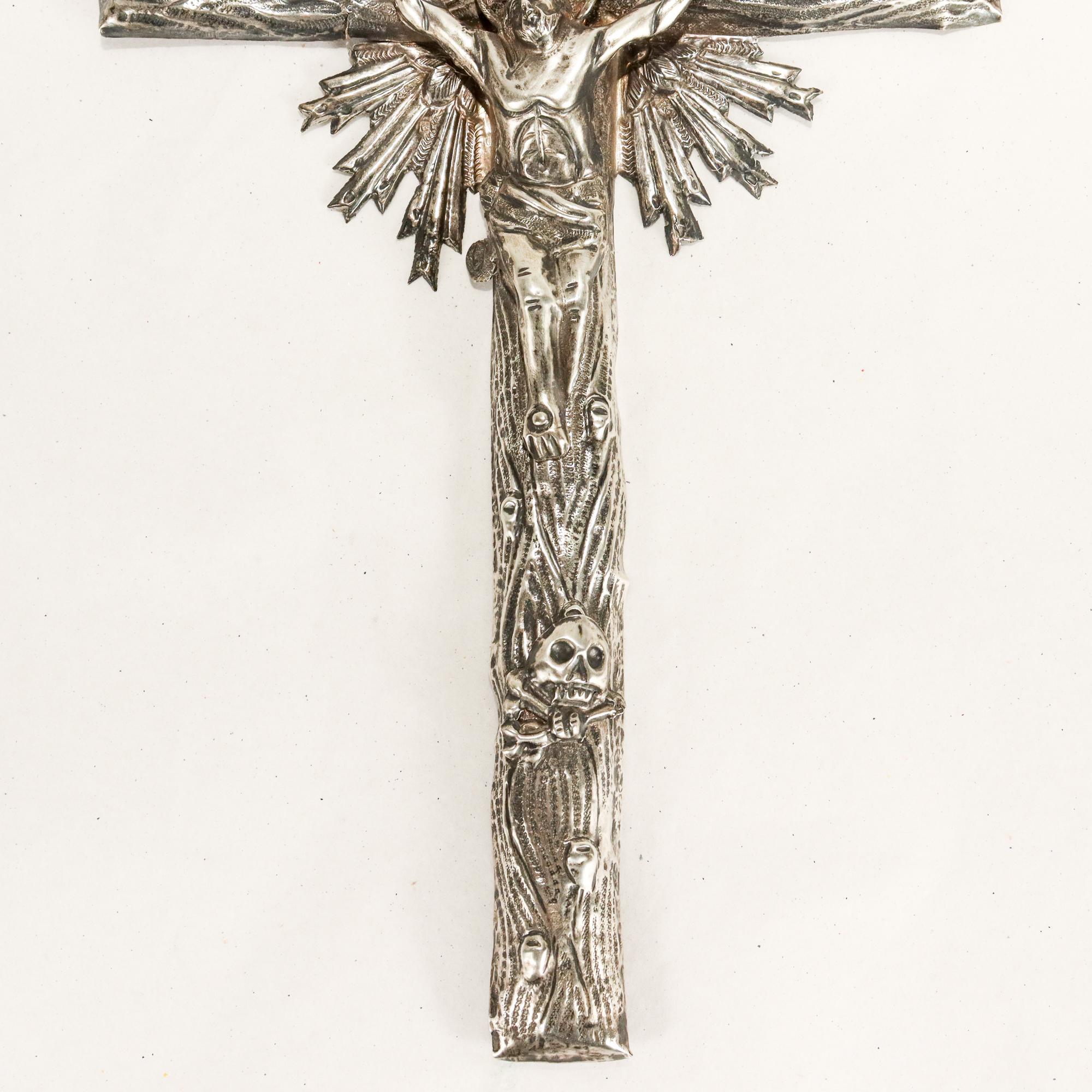 19th Century Antique Polish Solid Silver Eastern Orthodox Cross or Crucifix