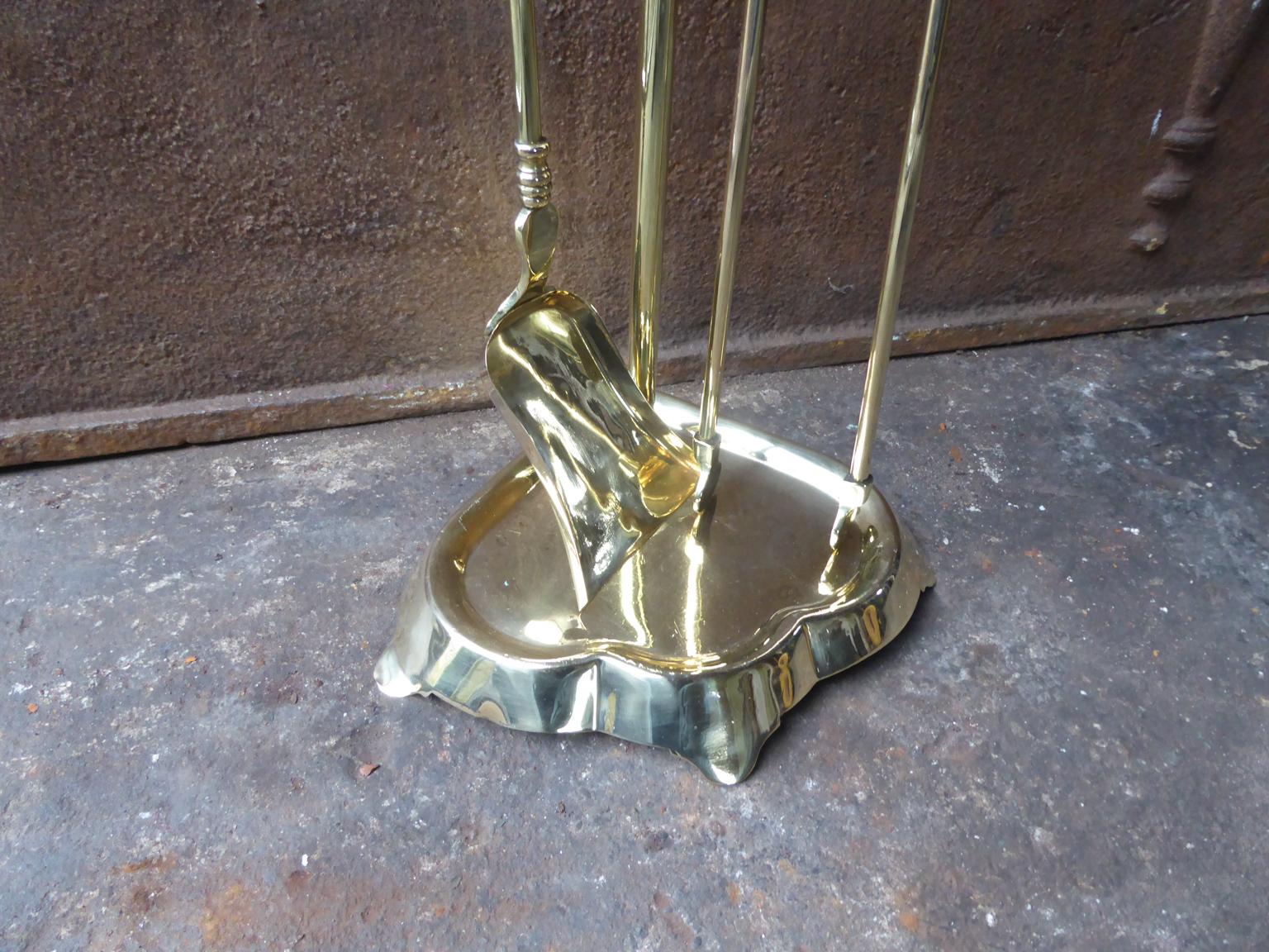 Antique Polished Brass French Napoleon III Fireplace Tools or Fire Tools For Sale 3