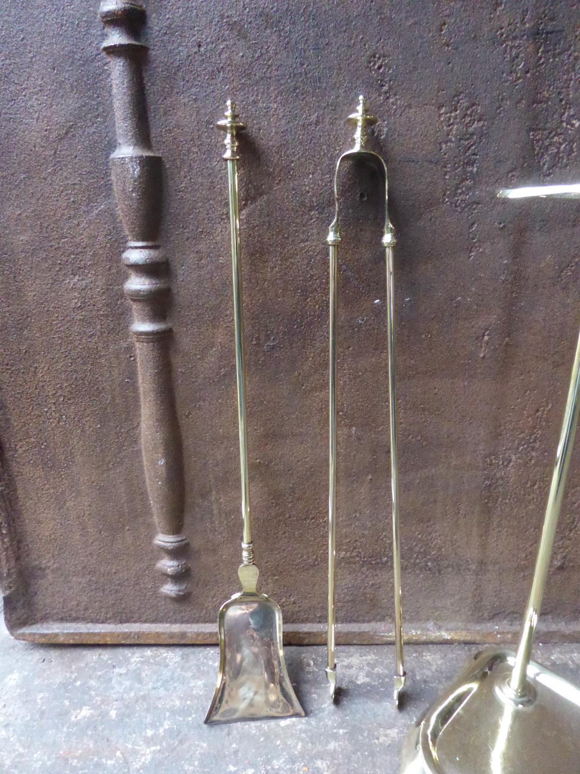 Antique Polished Brass French Napoleon III Fireplace Tools or Fire Tools For Sale 4