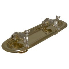 Antique Polished Bronze Pen Tray, Greyhounds, circa 1880, Dogs