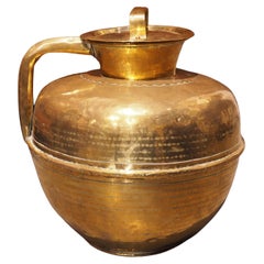 Ancienne cruche à lait en laiton poli de Normandie, vers 1850