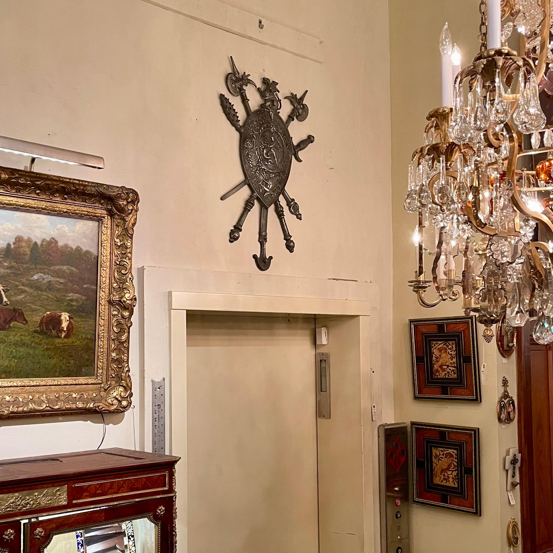 Antique Polished Steel Coat of Arms, Circa 1890-1900. en vente 1