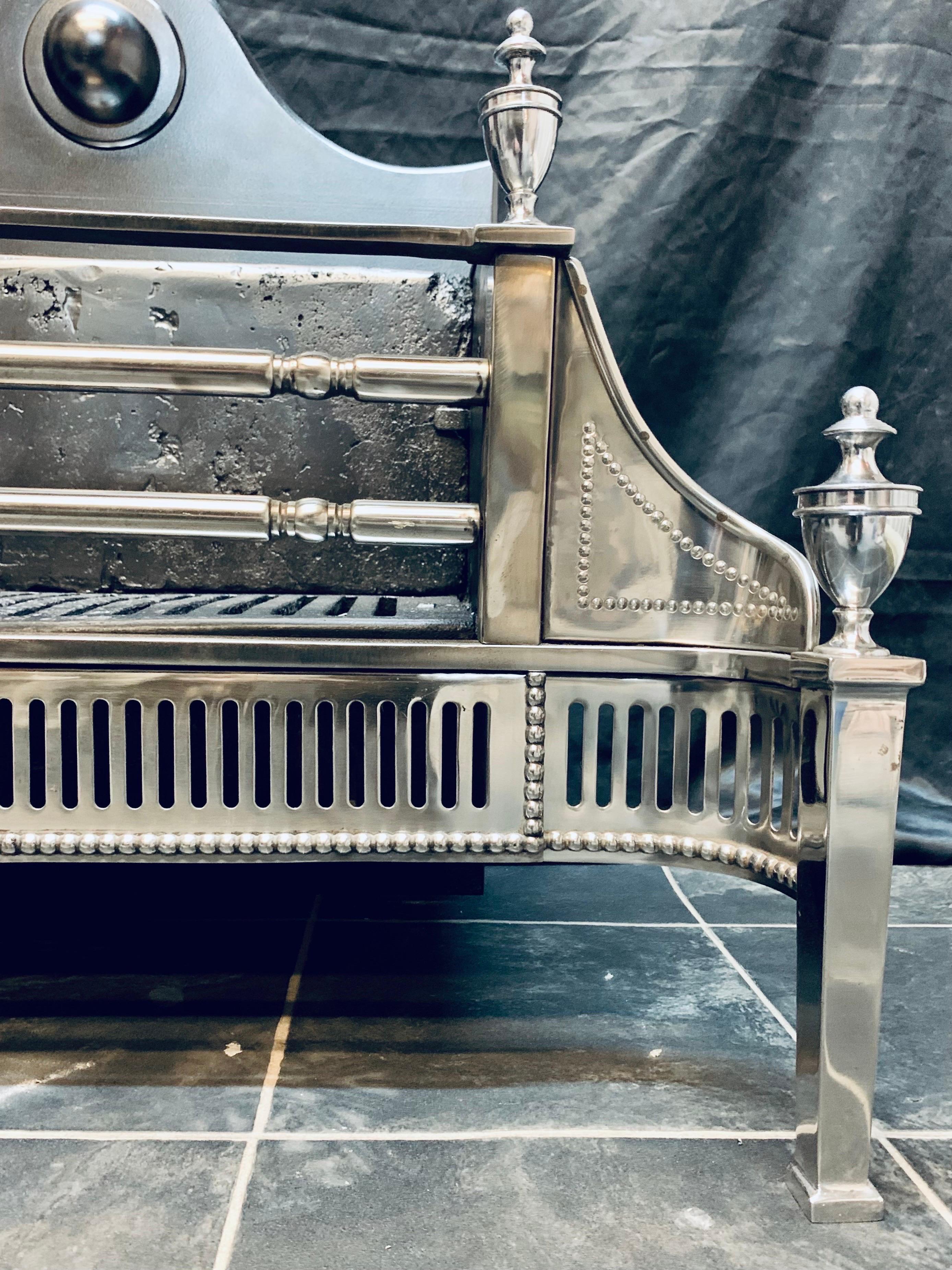Antique Polished Steel Fire Grate in the Georgian Manner. For Sale 8