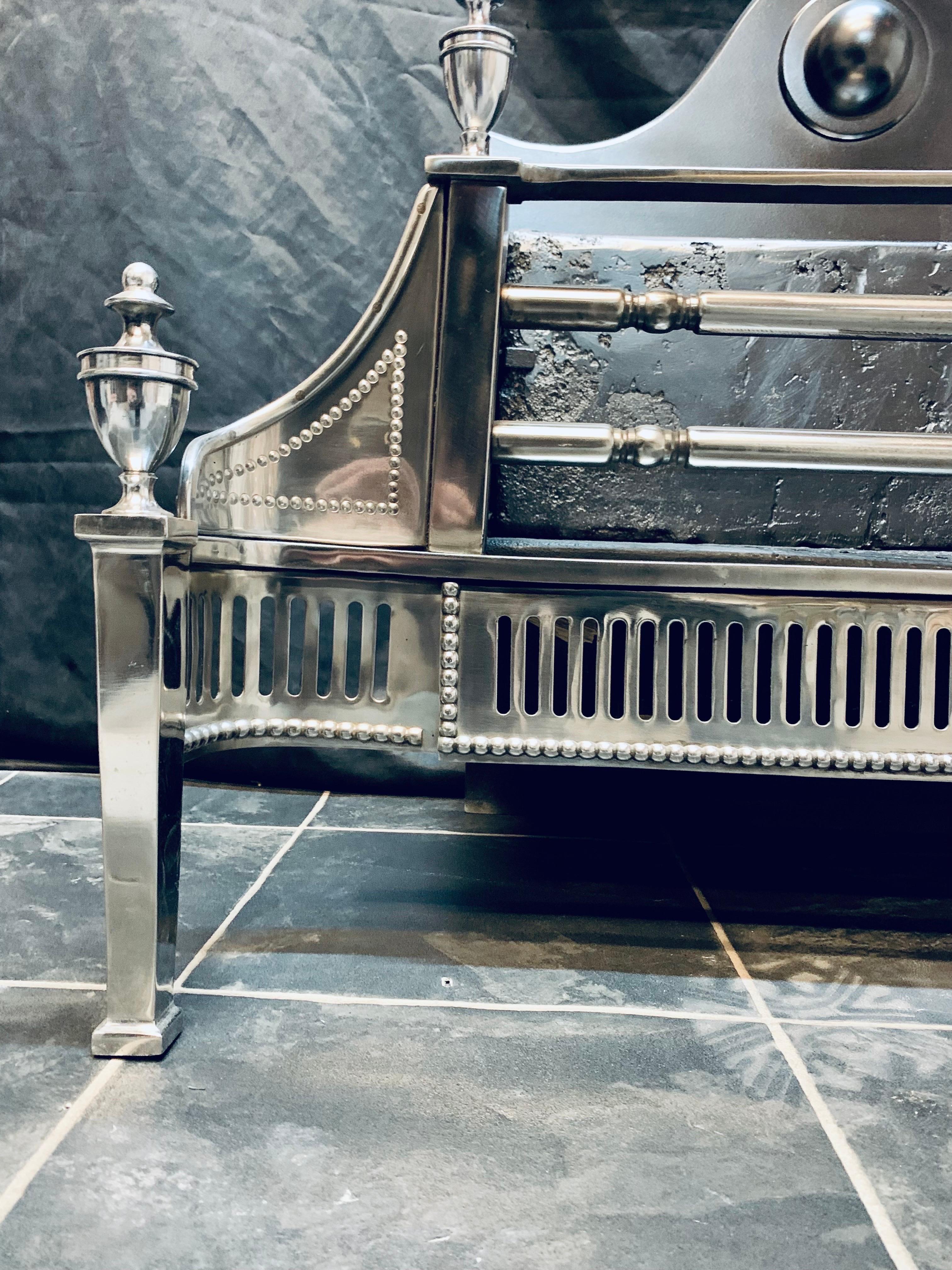 Antique Polished Steel Fire Grate in the Georgian Manner. For Sale 9
