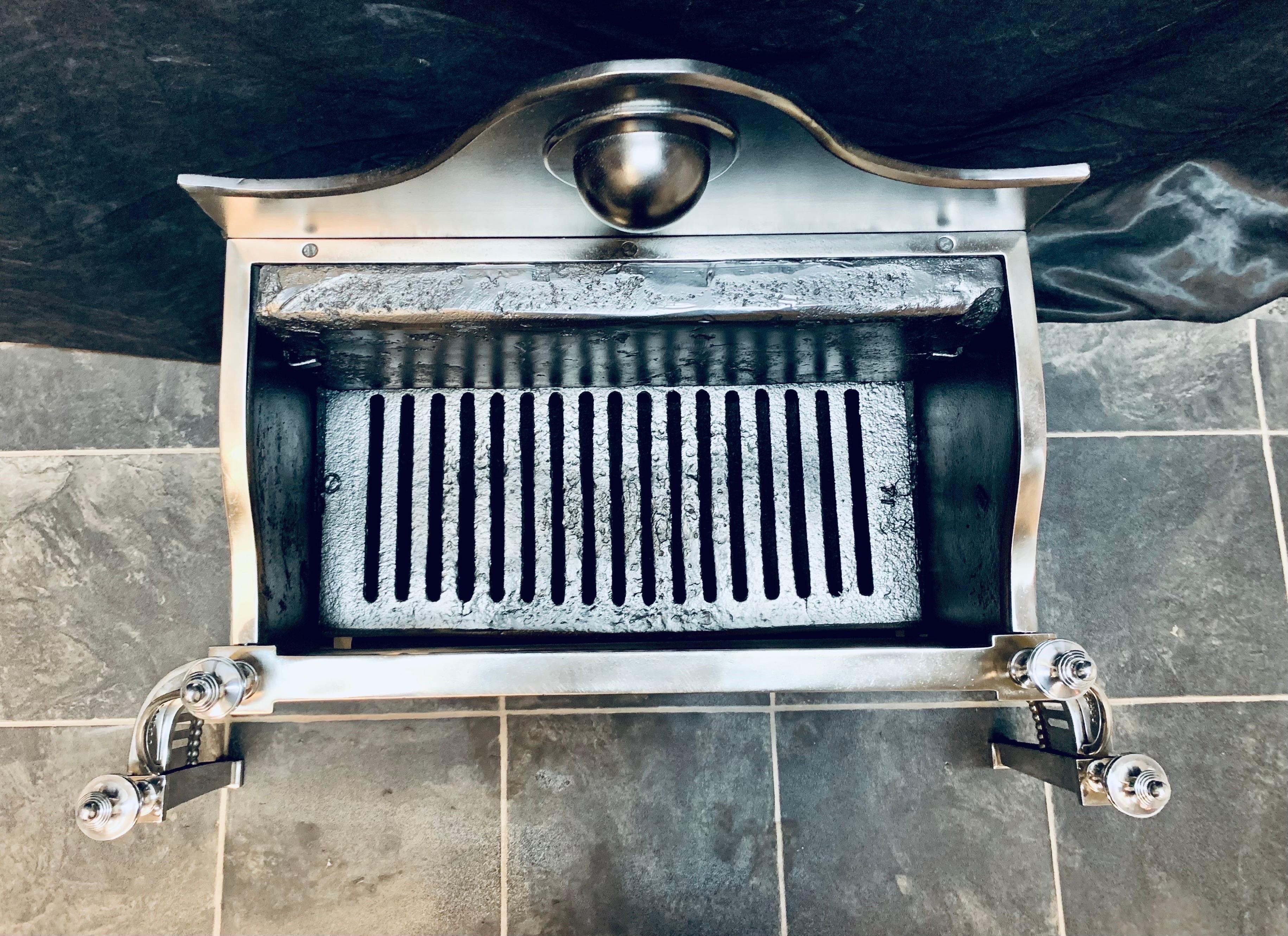 Antique Polished Steel Fire Grate in the Georgian Manner. For Sale 2