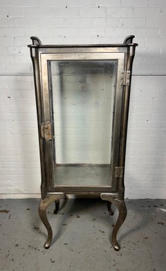 Antique Polished Steel Medical Cabinet with Cabriole Legs / rare version /