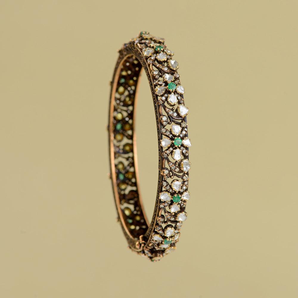 Antique Polki Diamond  and Bracelet Natural Diamond Victorian  Bracelet handmade For Sale 1