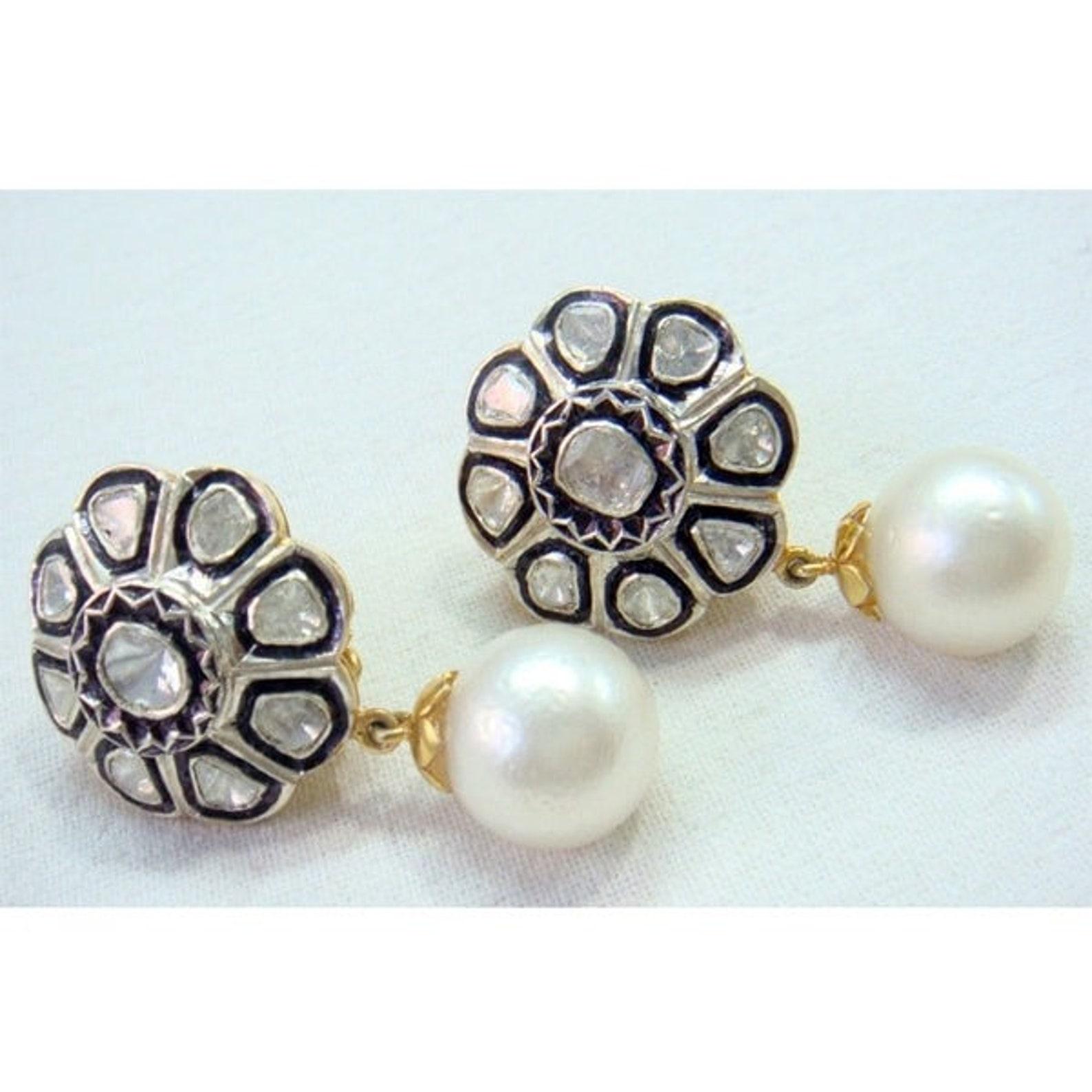 De las mujeres Antiguo Polki Diamante y Pera  Pendientes Diamante natural polki en venta