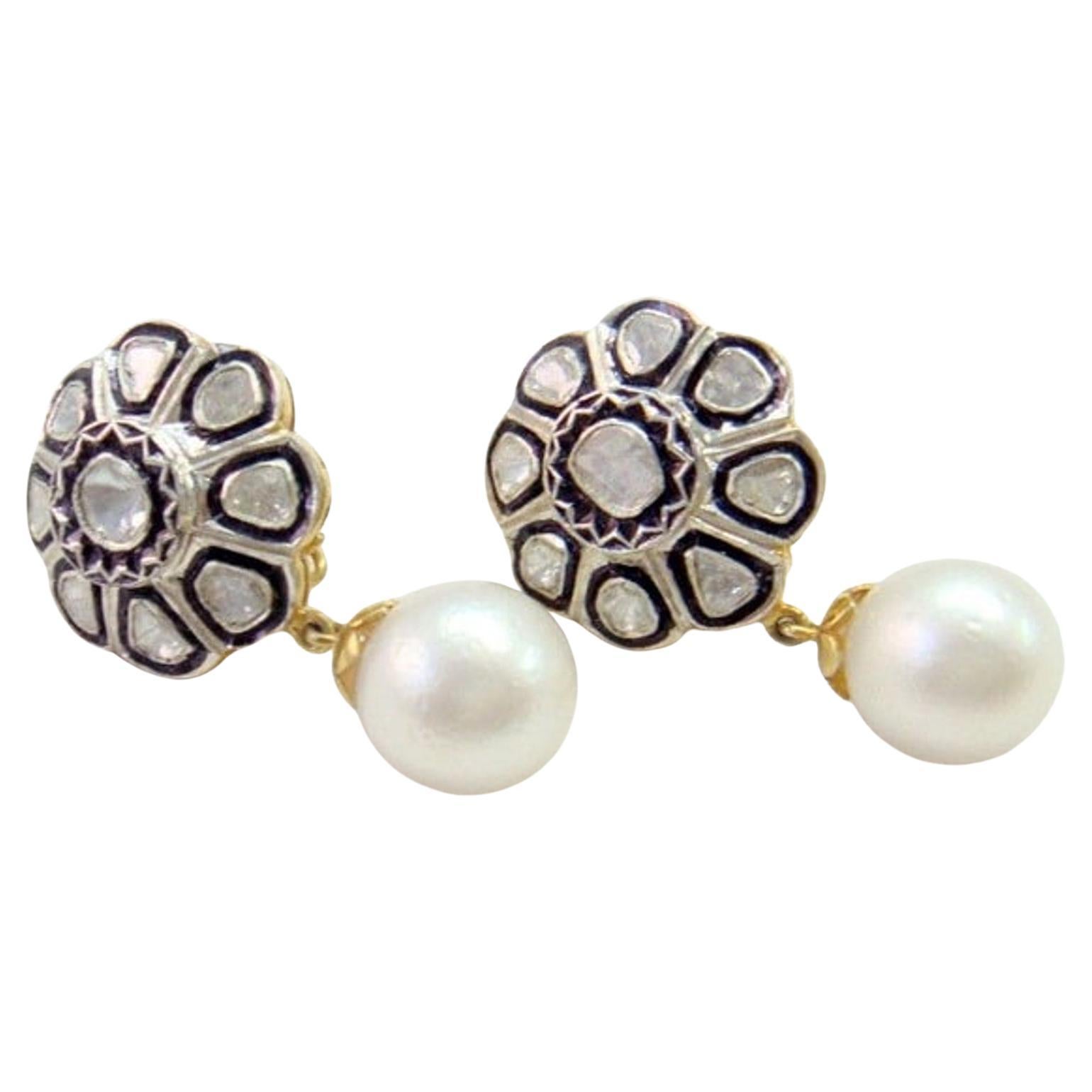 Antique Polki Diamond and Pear  Earrings Natural Diamond polki