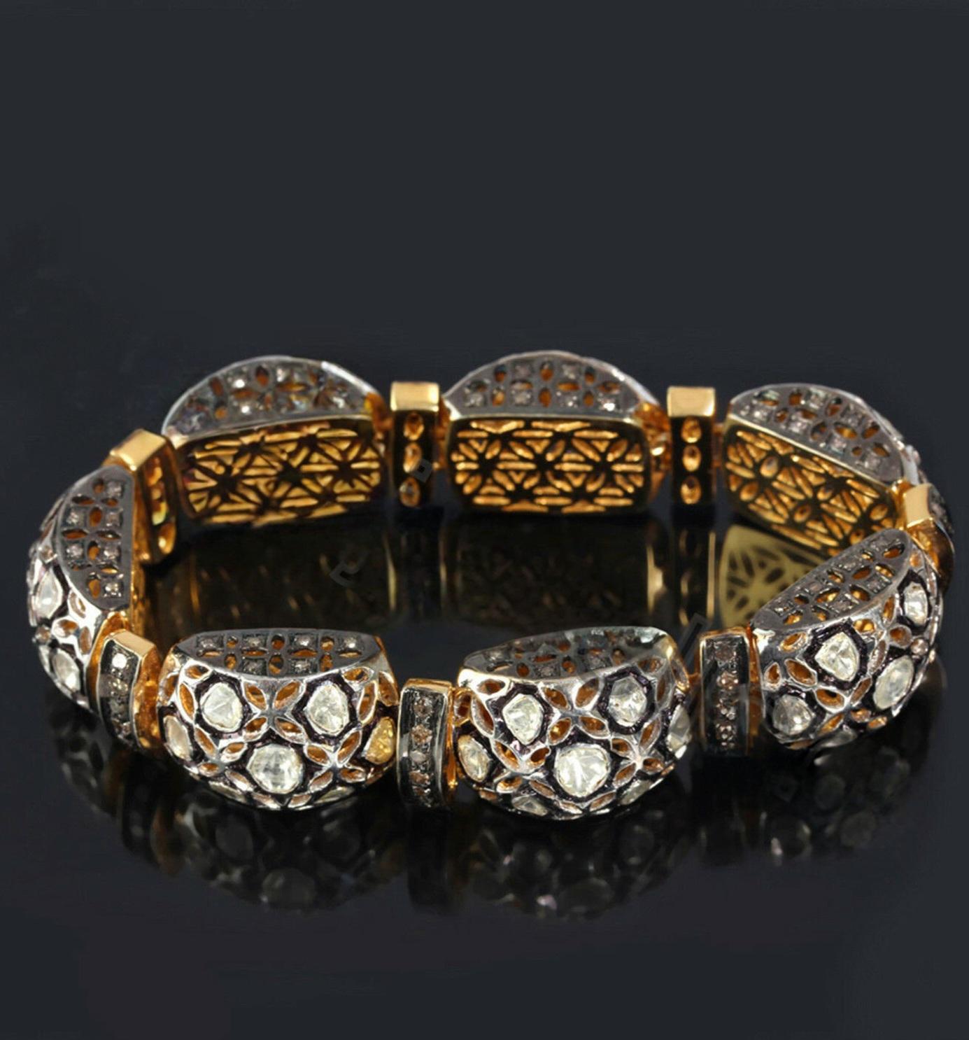 Antique Polki Diamond Bracelet Natural Diamond Victorian  Bracelet
Bracelet Width : 2.45 Inc

Weight : 30 gram approx 
Gemstone: Diamond


A P P R O X T I M E

All items are custom made to order. Our approx time is about 6 - 10 business days. This