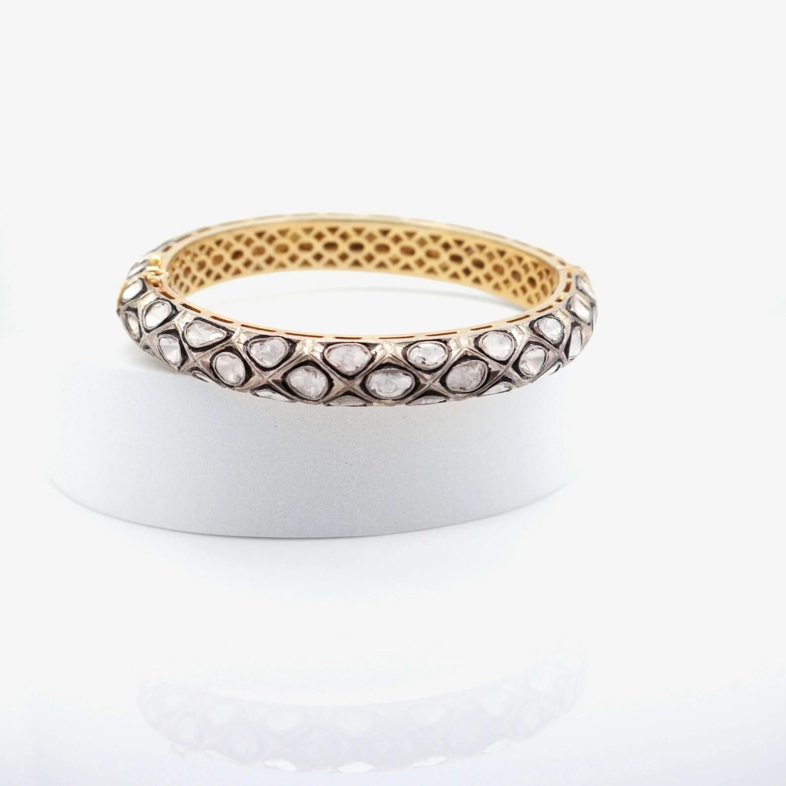 Art Deco Antique Polki Diamond bangle  Bracelet Natural Diamond Victorian Bracelet For Sale