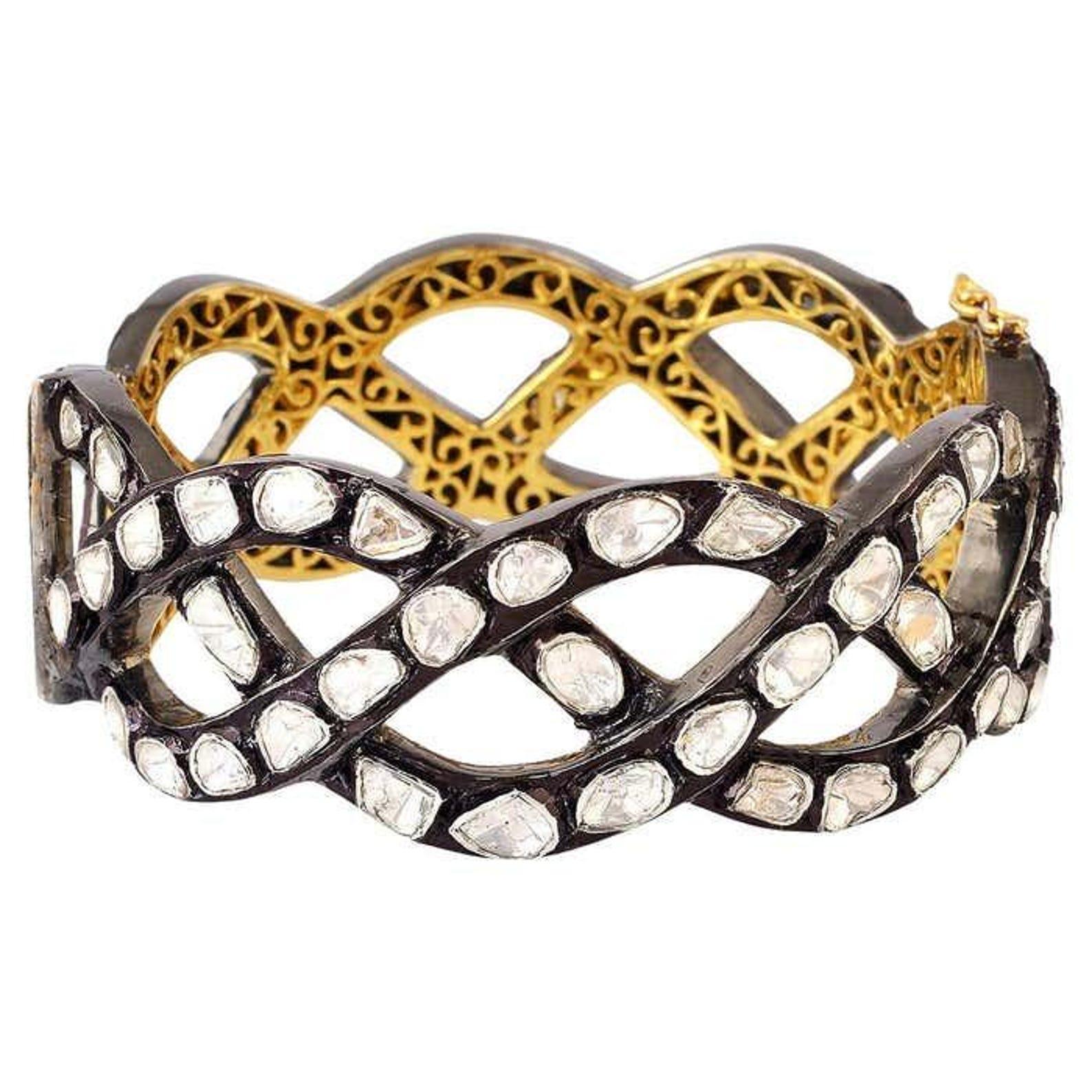Art Deco Antique Polki Diamond bangle  Bracelet Natural Diamond Victorian Bracelet For Sale