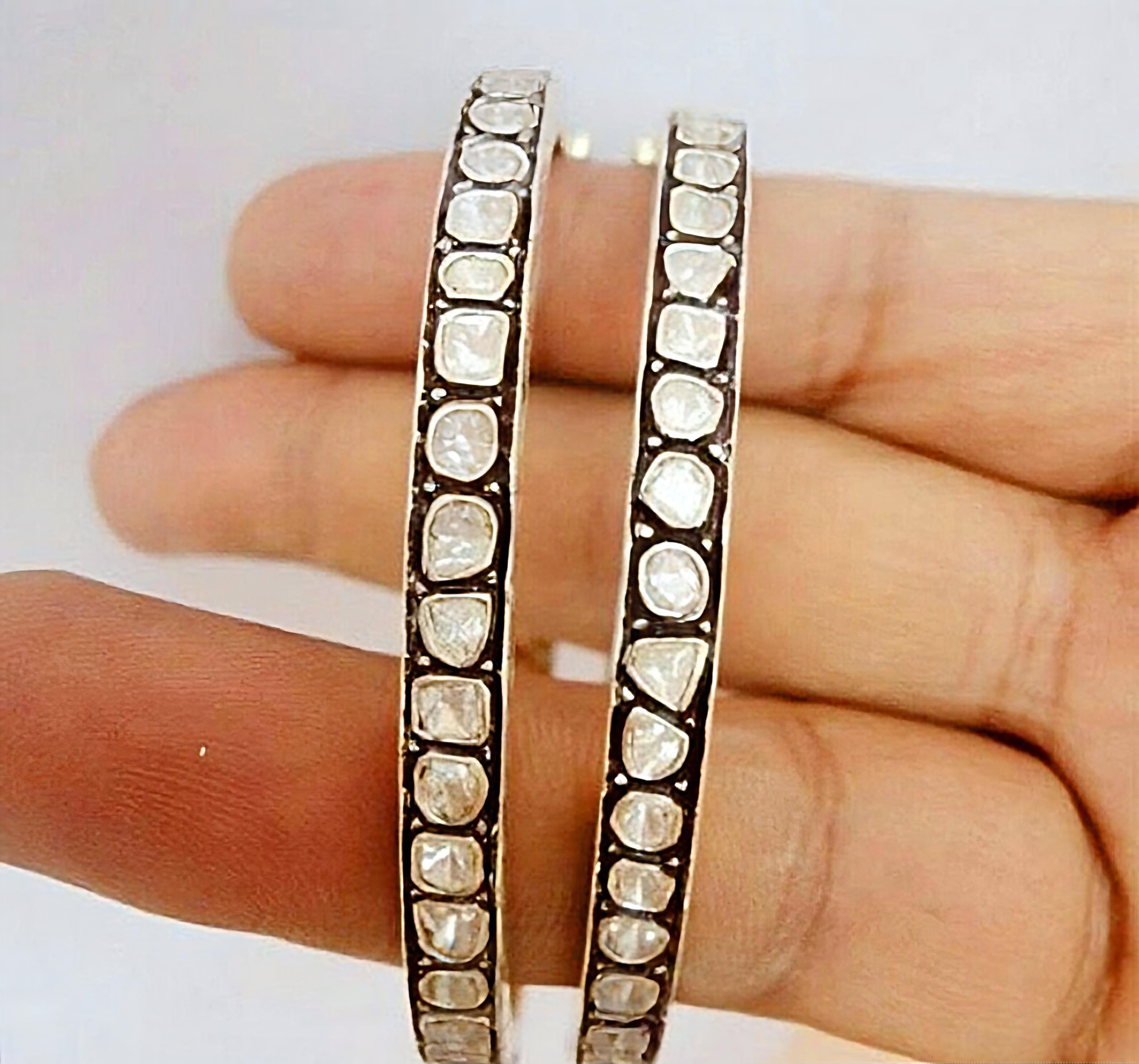 Art Deco Antique Polki Diamond bangle  Bracelet Natural Diamond Victorian Bracelet For Sale