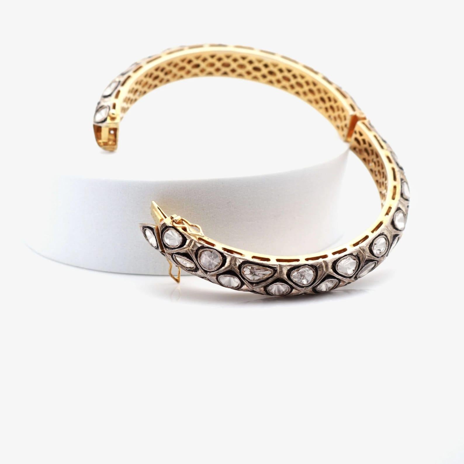 Old Mine Cut Antique Polki Diamond bangle  Bracelet Natural Diamond Victorian Bracelet For Sale