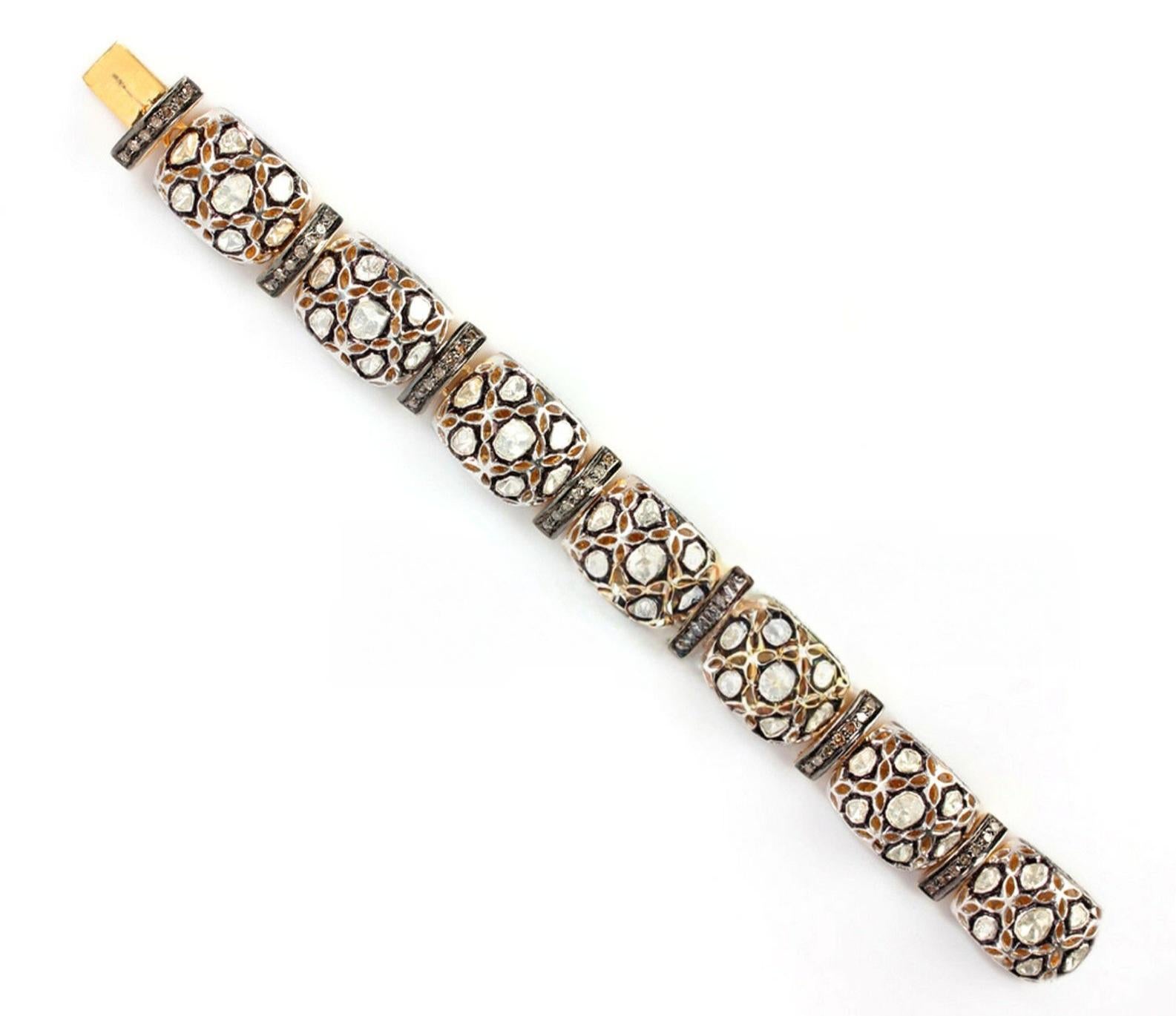 Old Mine Cut Antique Polki Diamond bangle  Bracelet Natural Diamond Victorian Bracelet For Sale