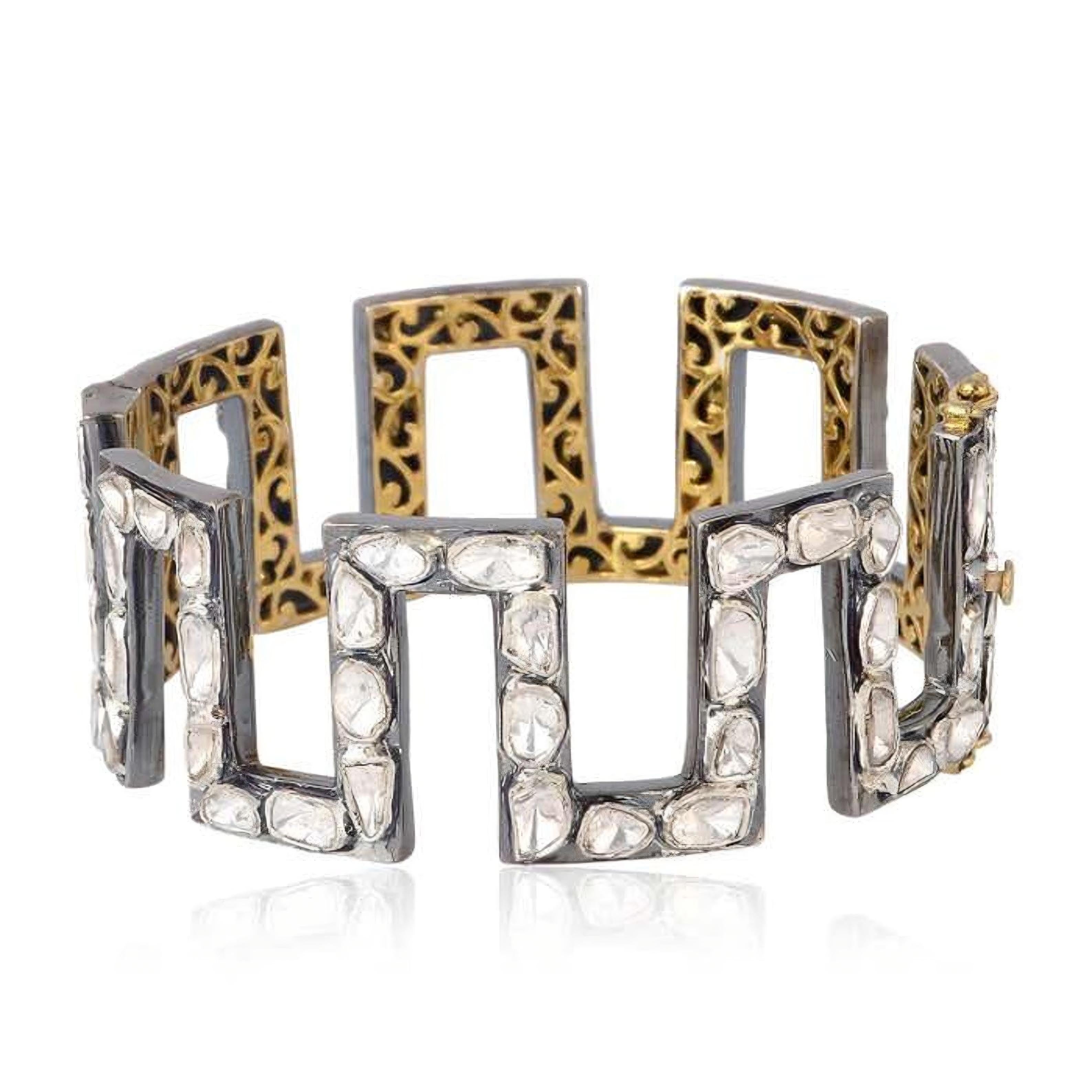 Women's Antique Polki Diamond bangle  Bracelet Natural Diamond Victorian Bracelet For Sale
