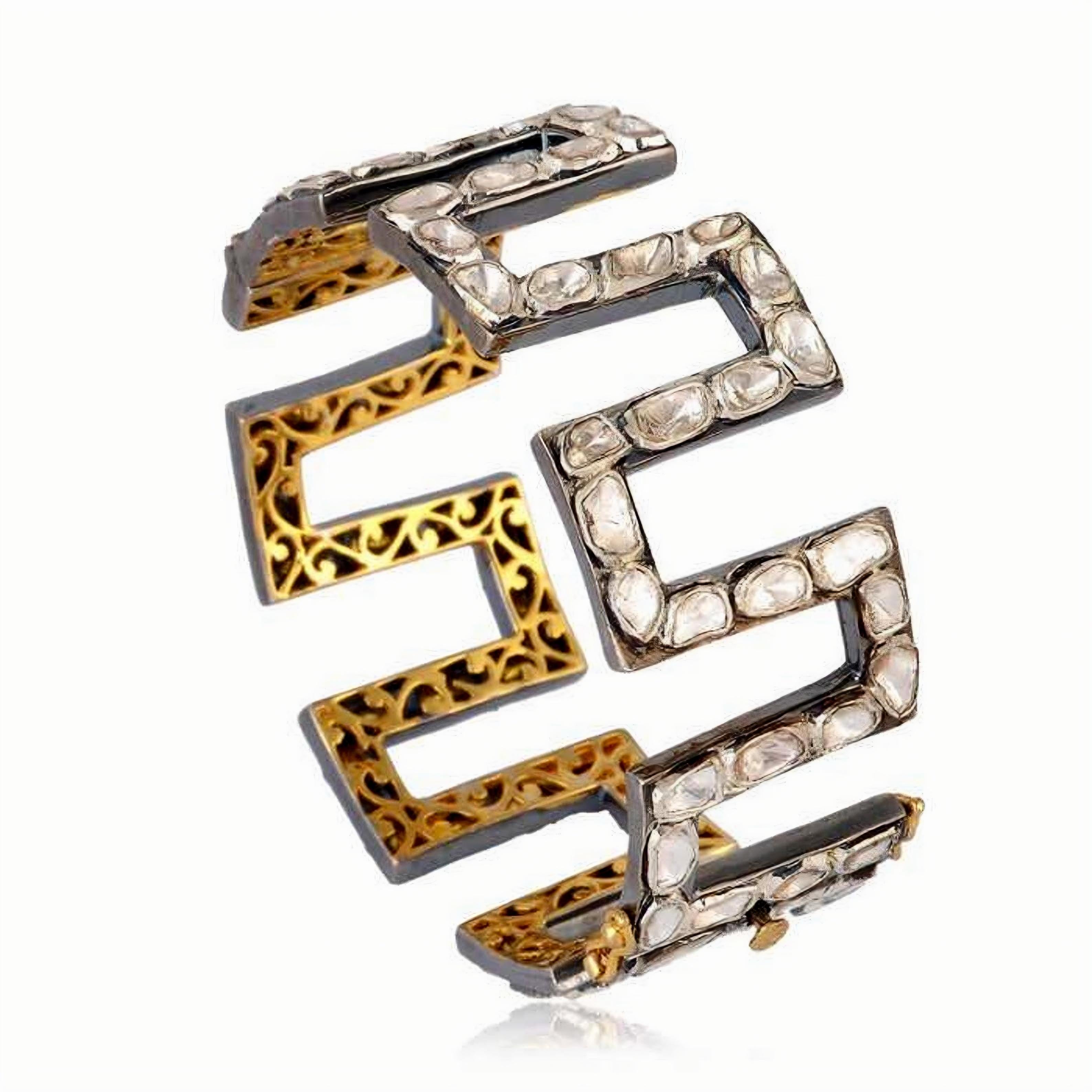Antique Polki Diamond bangle  Bracelet Natural Diamond Victorian Bracelet For Sale 1