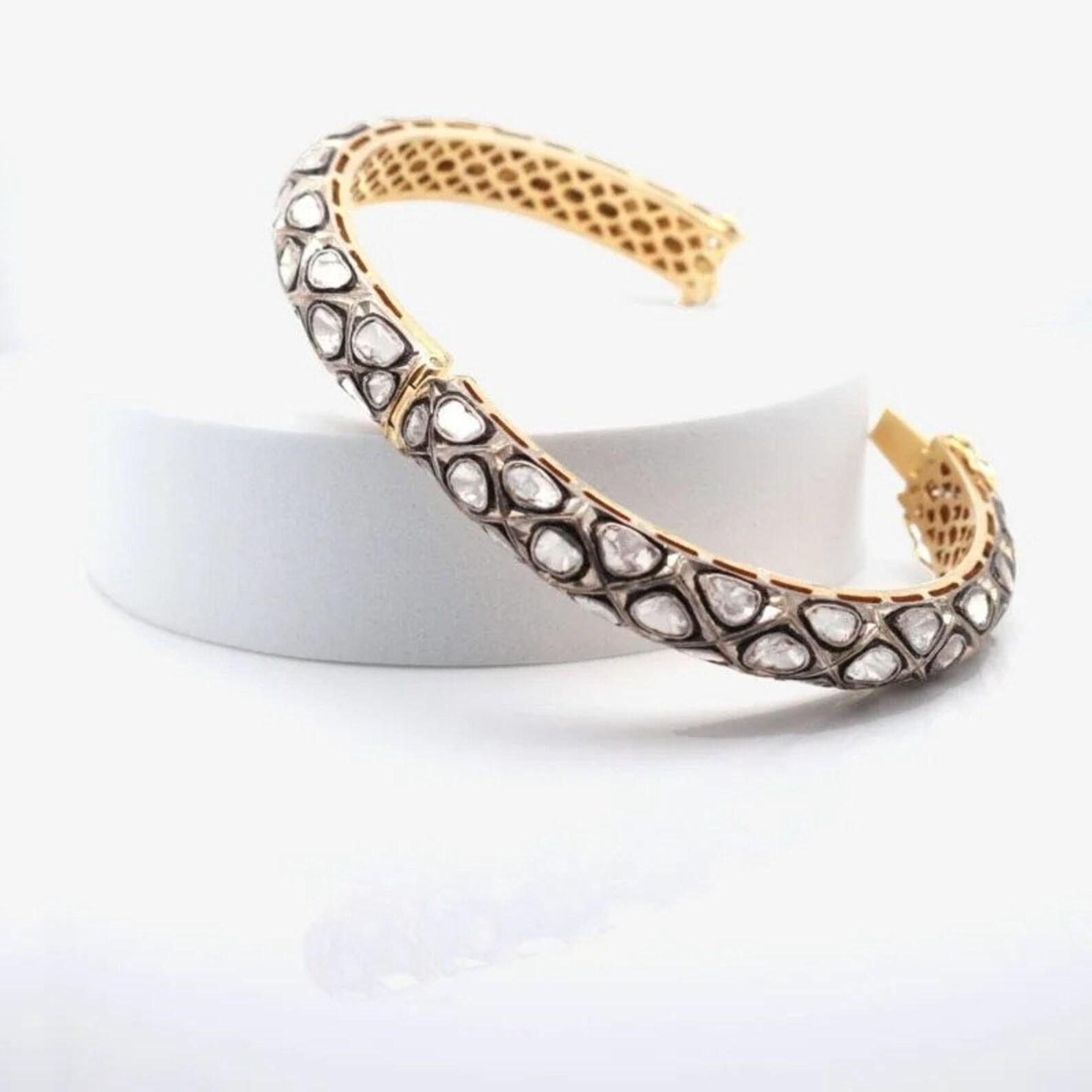 Antique Polki Diamond bangle  Bracelet Natural Diamond Victorian Bracelet For Sale 2