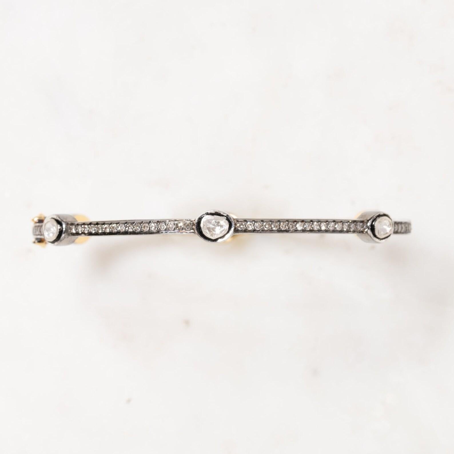 Antique Polki Diamond bangle  Bracelet Natural Diamond Victorian Bracelet For Sale 3