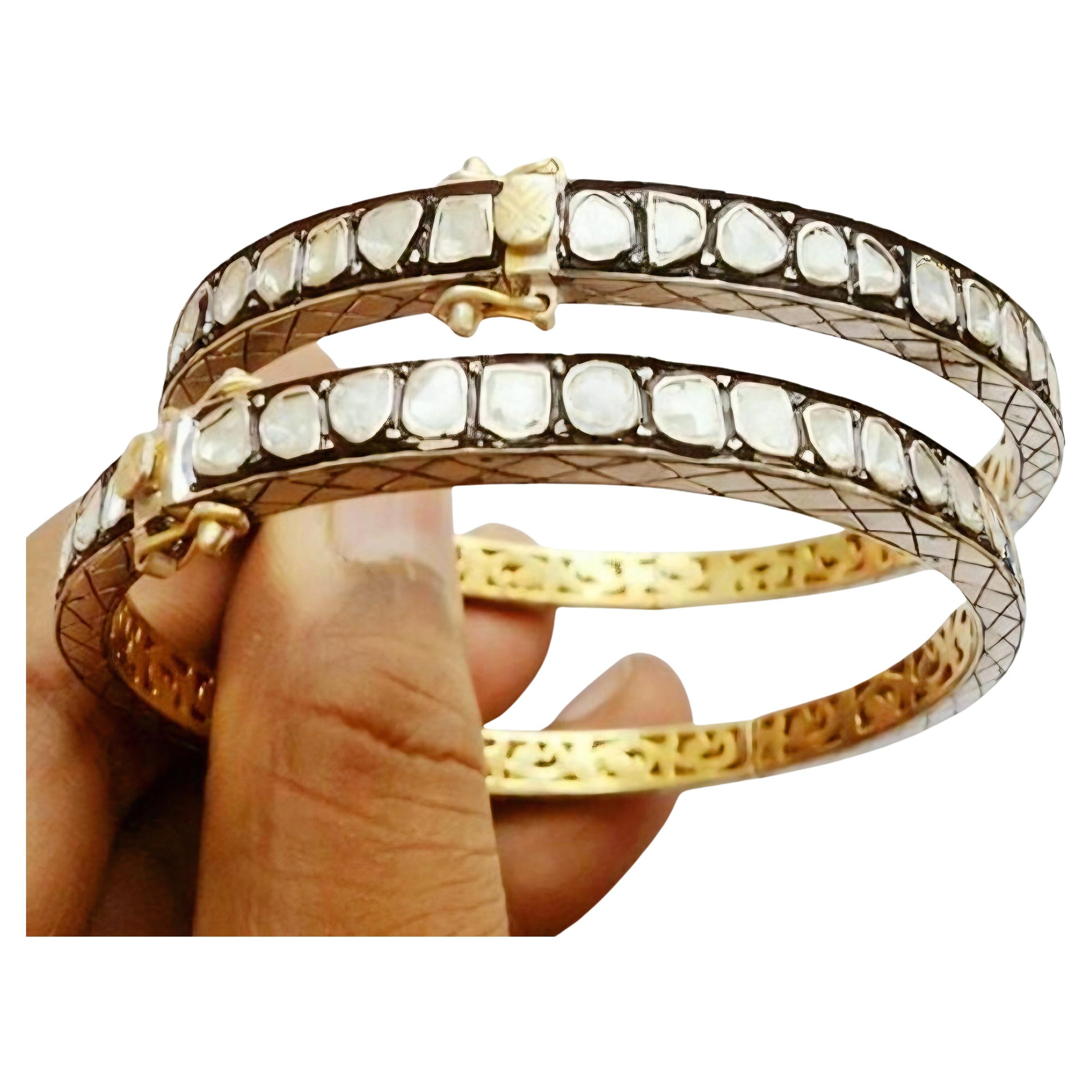 Antique Polki Diamond bangle  Bracelet Natural Diamond Victorian Bracelet For Sale