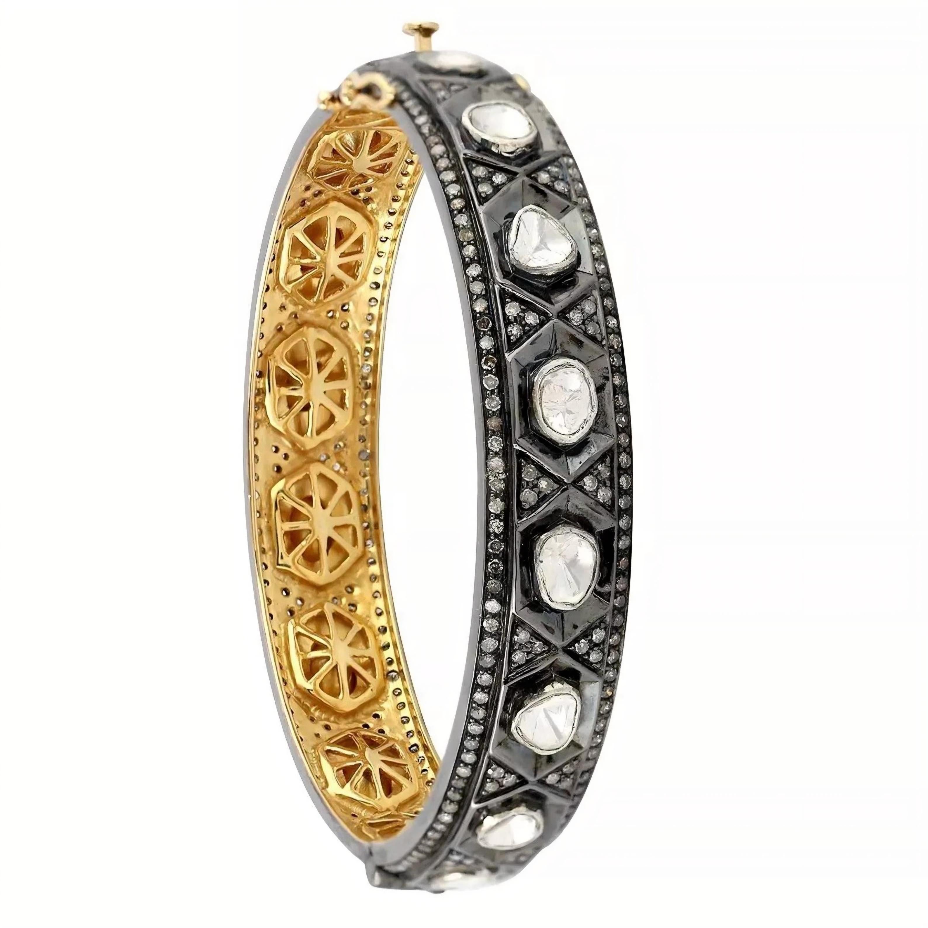 Antique Polki Diamond bangle  Bracelet Natural Diamond Victorian Bracelet