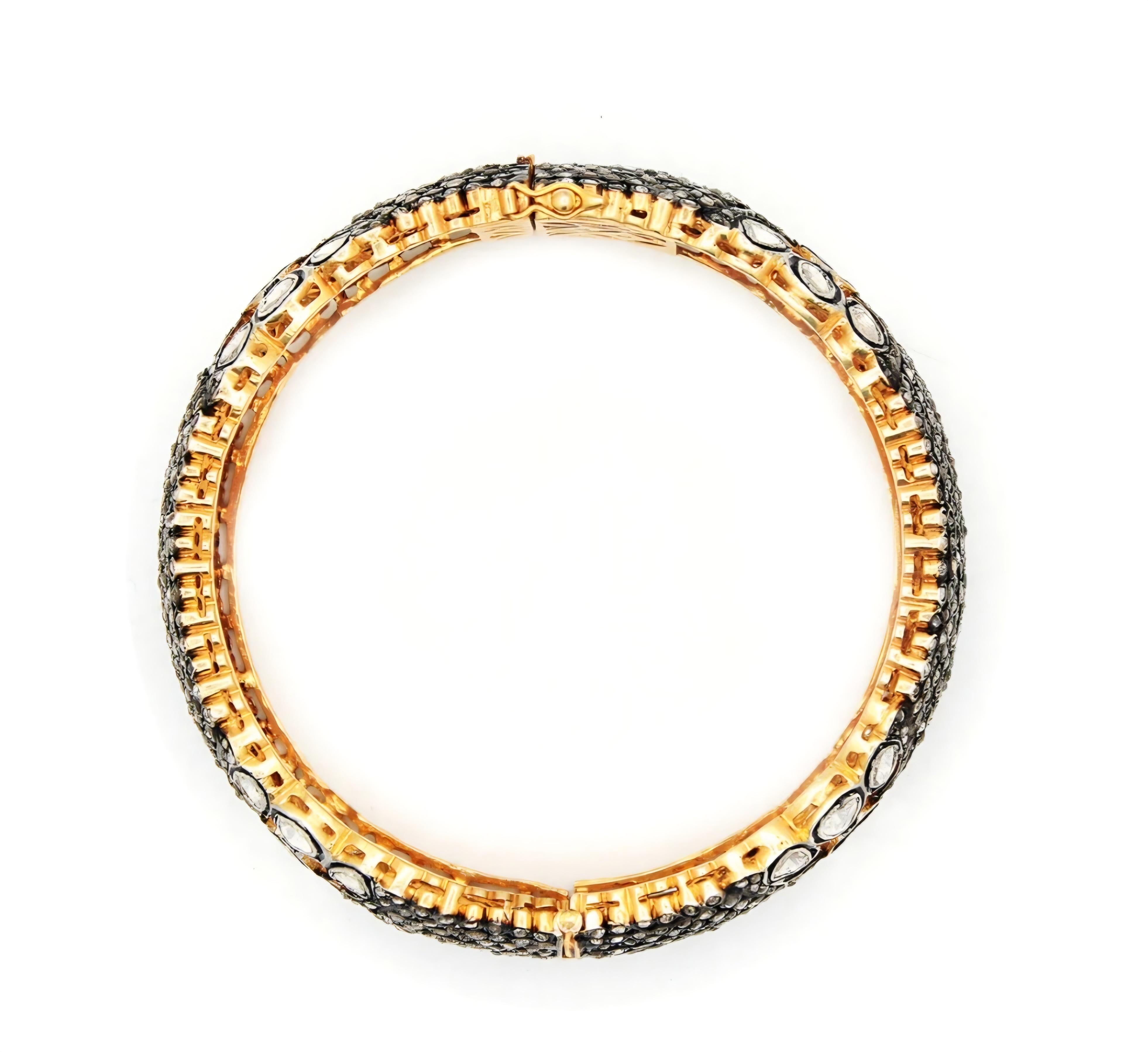 Old Mine Cut Antique Polki Diamond bangle Natural Diamond Victorian Bracelet For Sale