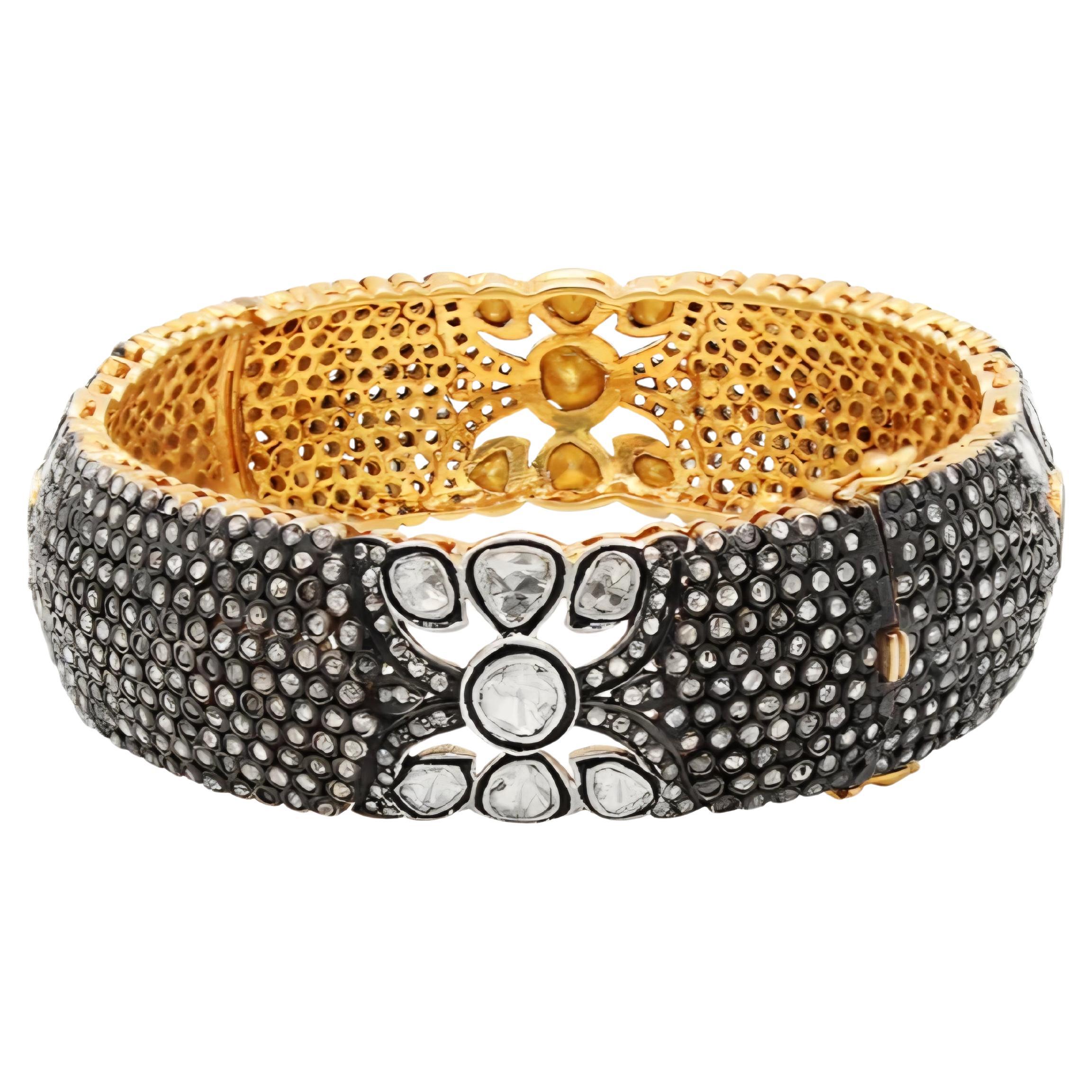 Antique Polki Diamond bangle Natural Diamond Victorian Bracelet For Sale