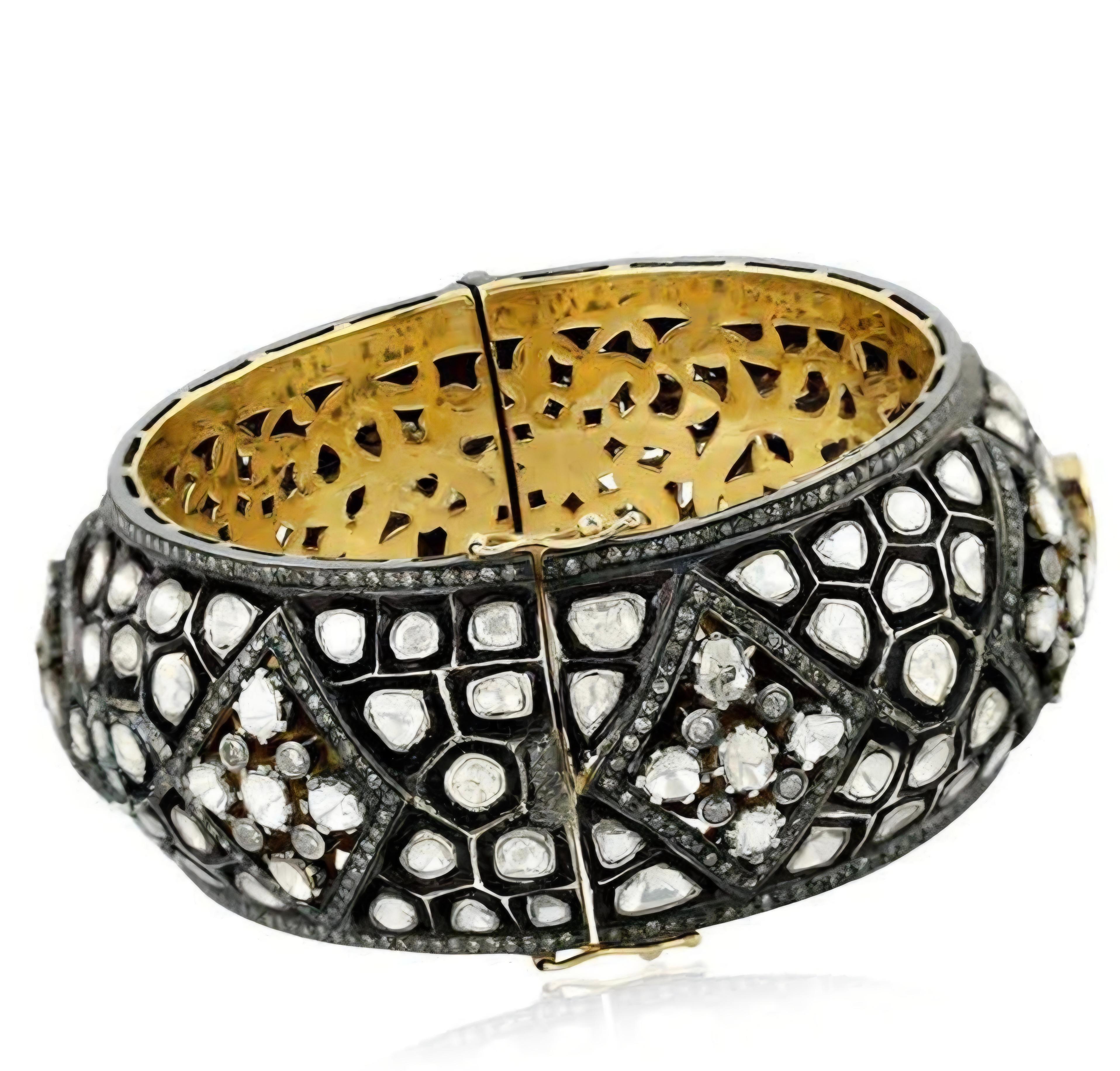 Antique Polki Diamond Bracelet Natural Diamond Victorian Bracelet For Sale 4