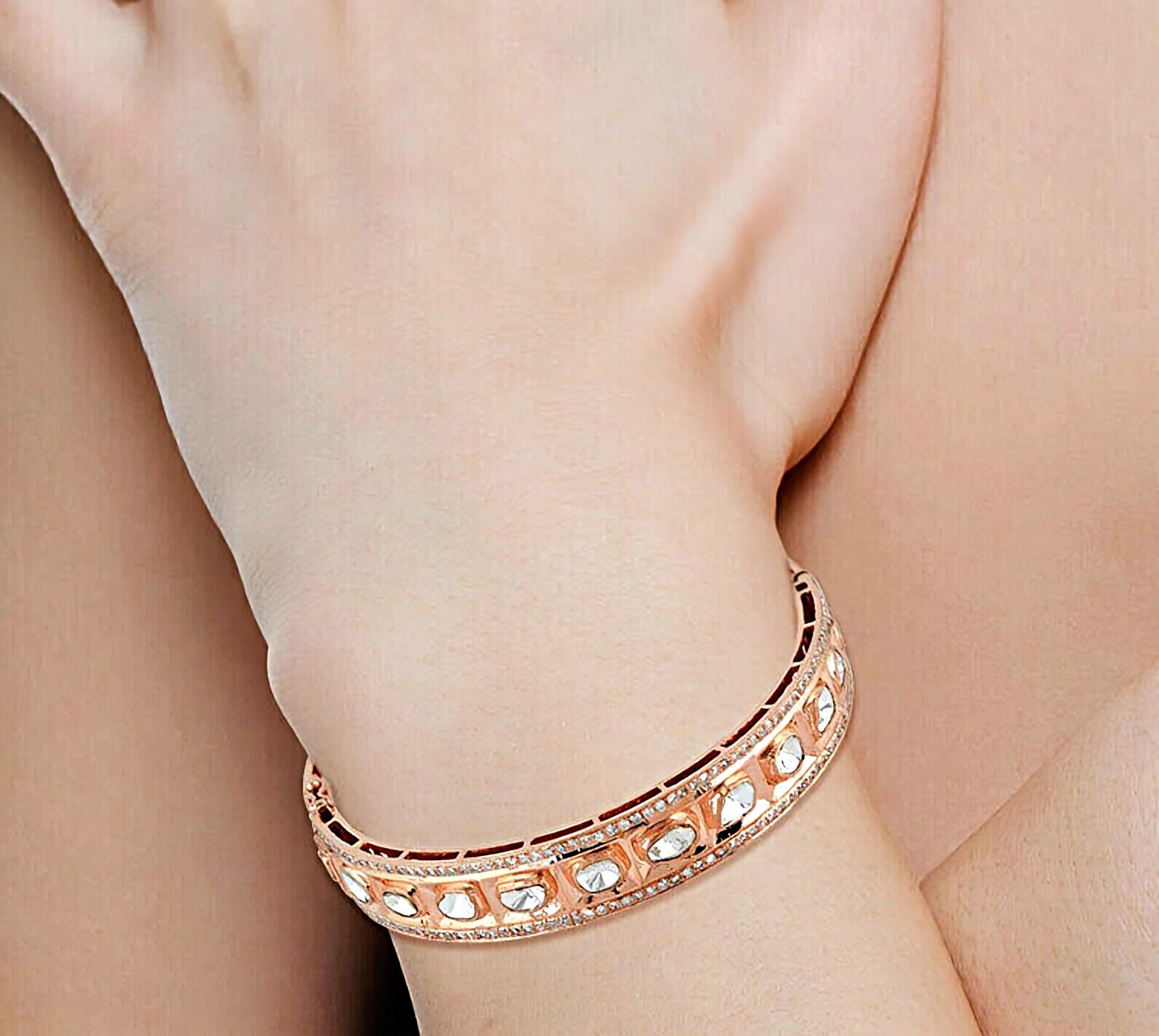 Bracelet victorien ancien Polki avec diamants naturels en vente 6