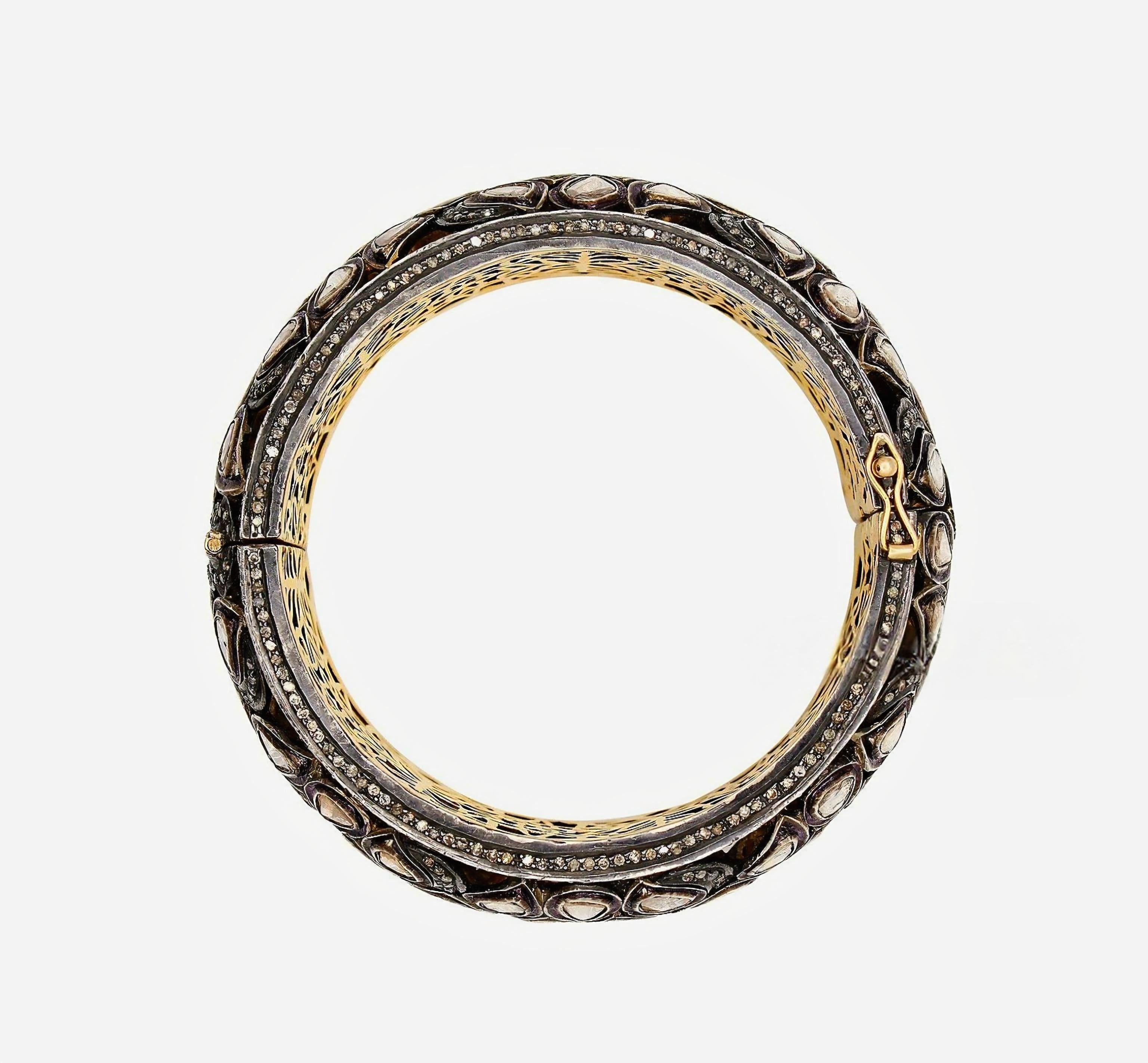 Antique Polki Diamond Bracelet Natural Diamond Victorian Bracelet For Sale 7