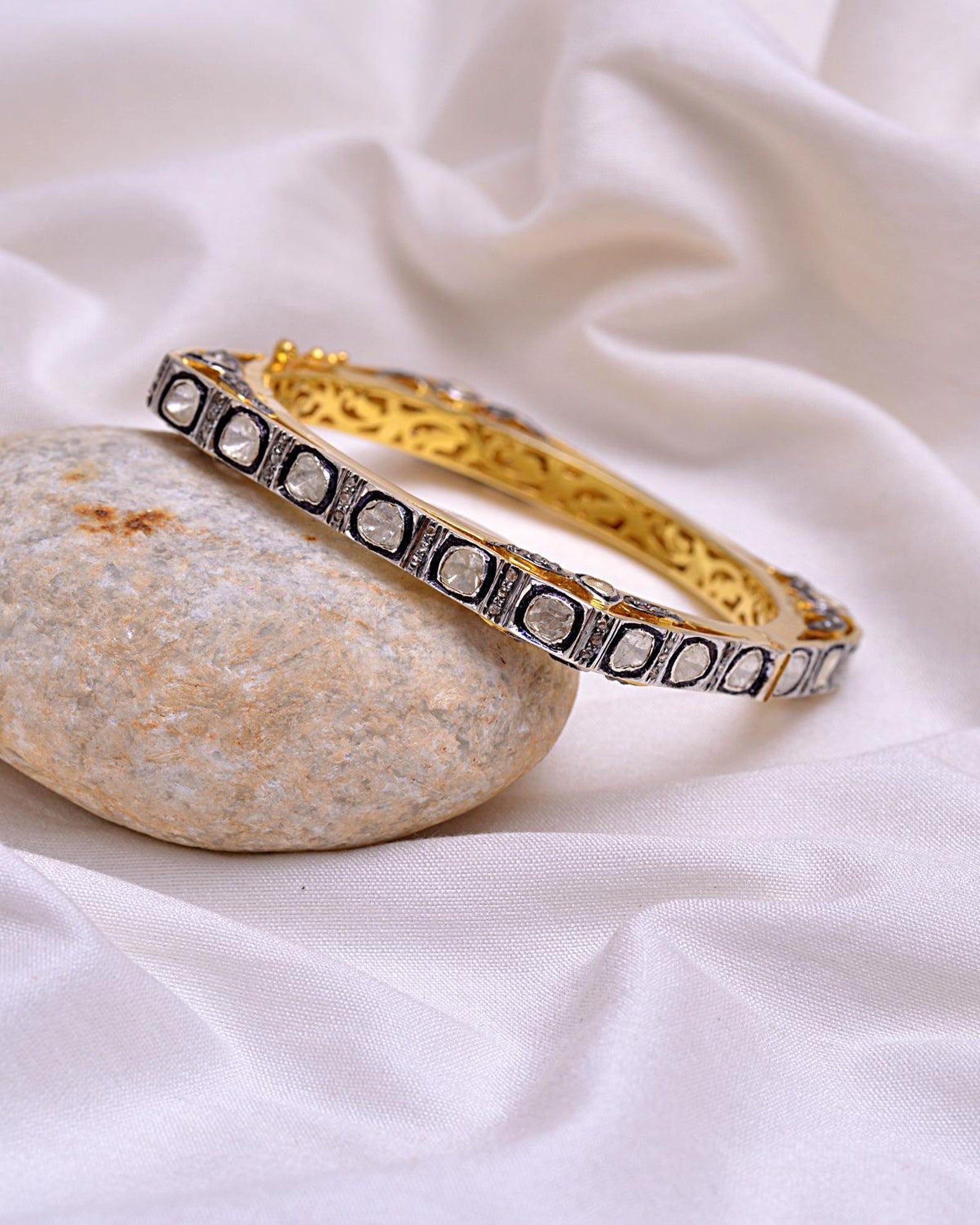 Art Deco Antique Polki Diamond Bracelet Natural Diamond Victorian Bracelet For Sale