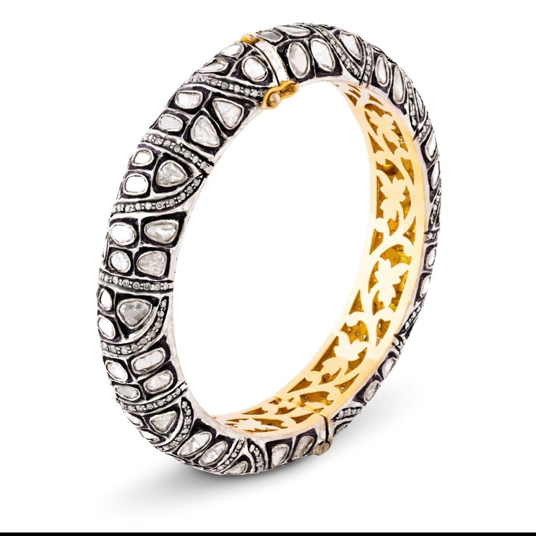 Art Deco Antique Polki Diamond Bracelet Natural Diamond Victorian Bracelet For Sale