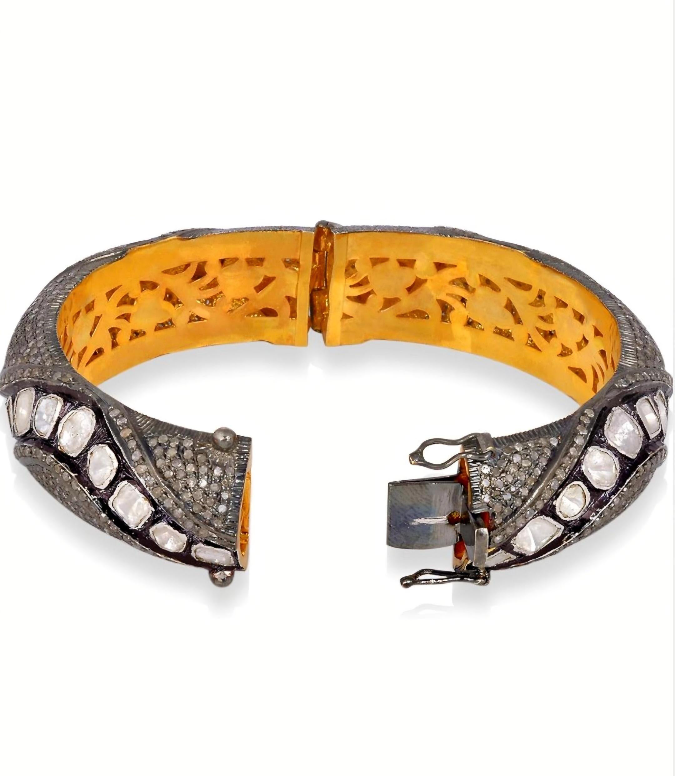 Art Deco Antique Polki Diamond Bracelet Natural Diamond Victorian Bracelet For Sale