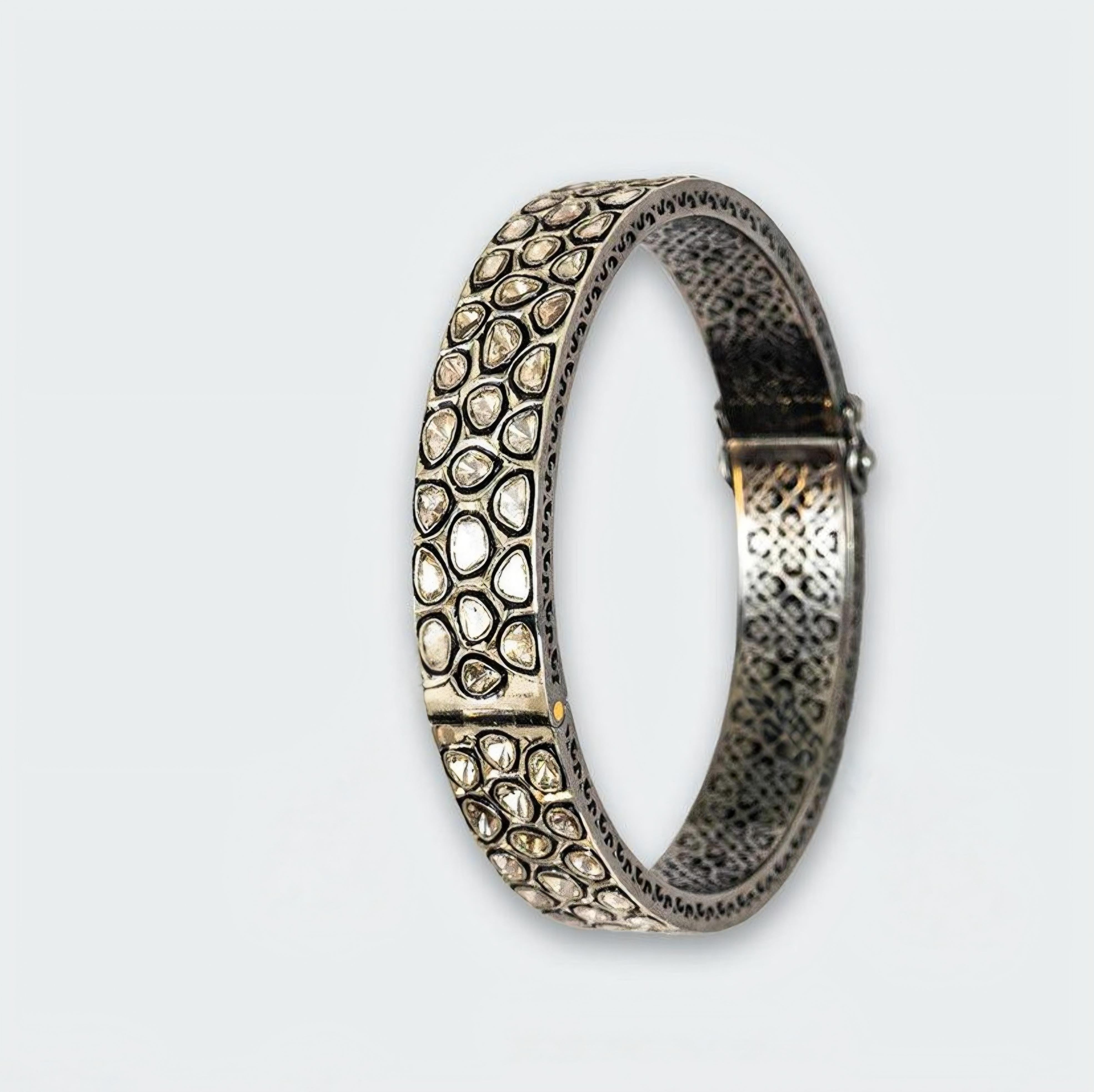 Old Mine Cut Antique Polki Diamond Bracelet Natural Diamond Victorian Bracelet For Sale