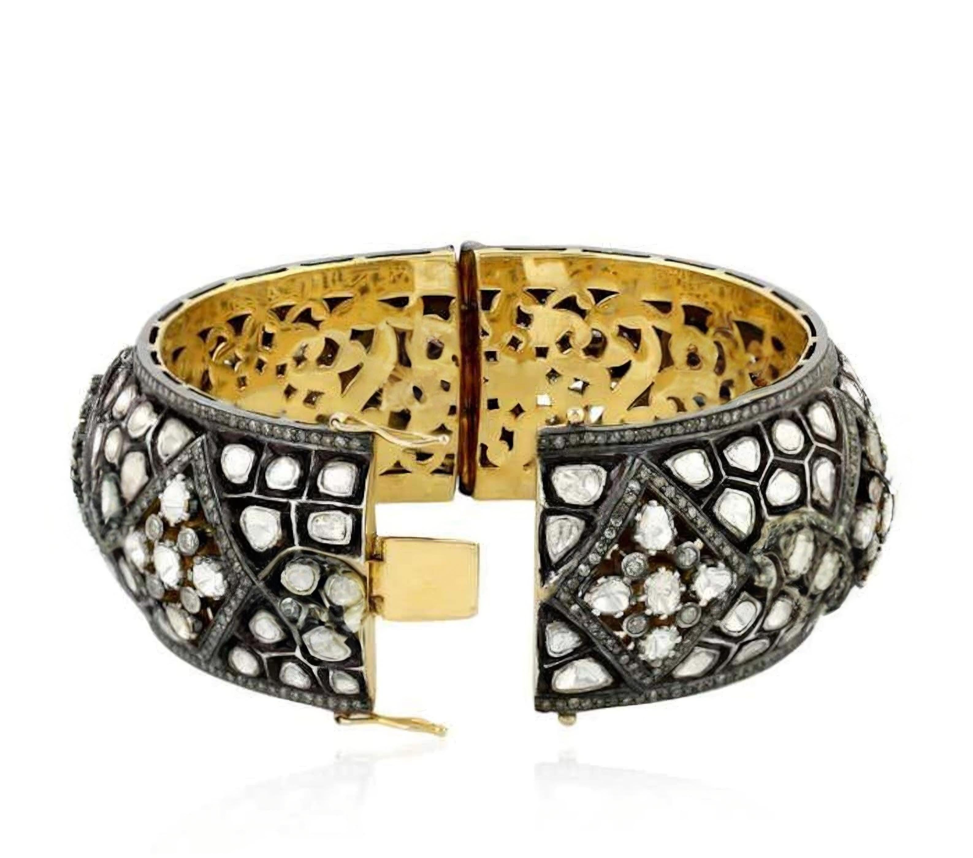 Old Mine Cut Antique Polki Diamond Bracelet Natural Diamond Victorian Bracelet For Sale