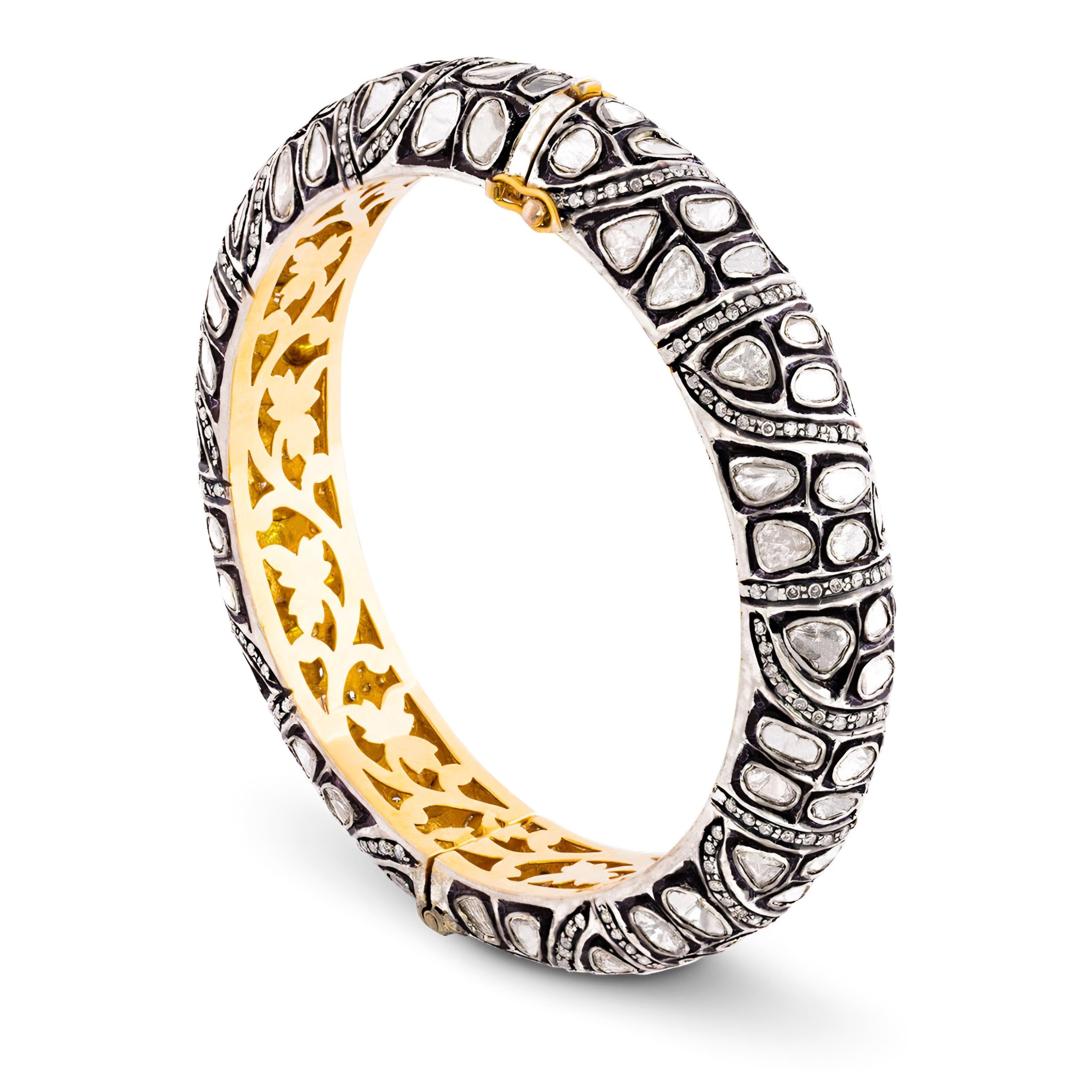 Old Mine Cut Antique Polki Diamond Bracelet Natural Diamond Victorian Bracelet For Sale