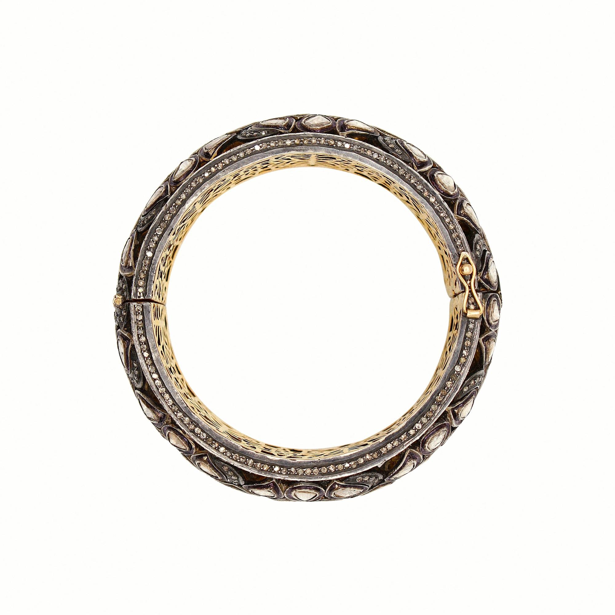 Old Mine Cut Antique Polki Diamond Bracelet Natural Diamond Victorian Bracelet For Sale