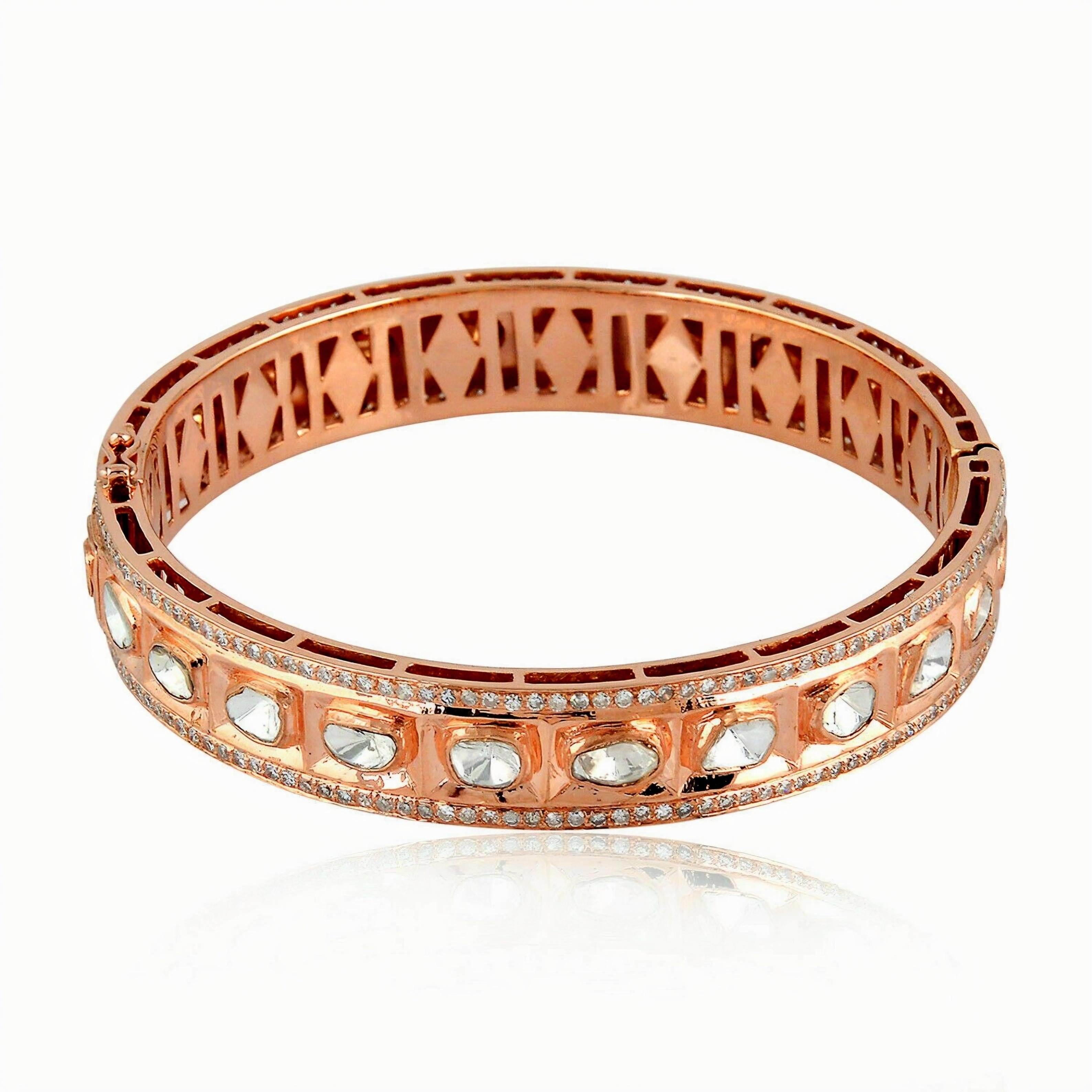Taille vieille mine Bracelet victorien ancien Polki avec diamants naturels en vente