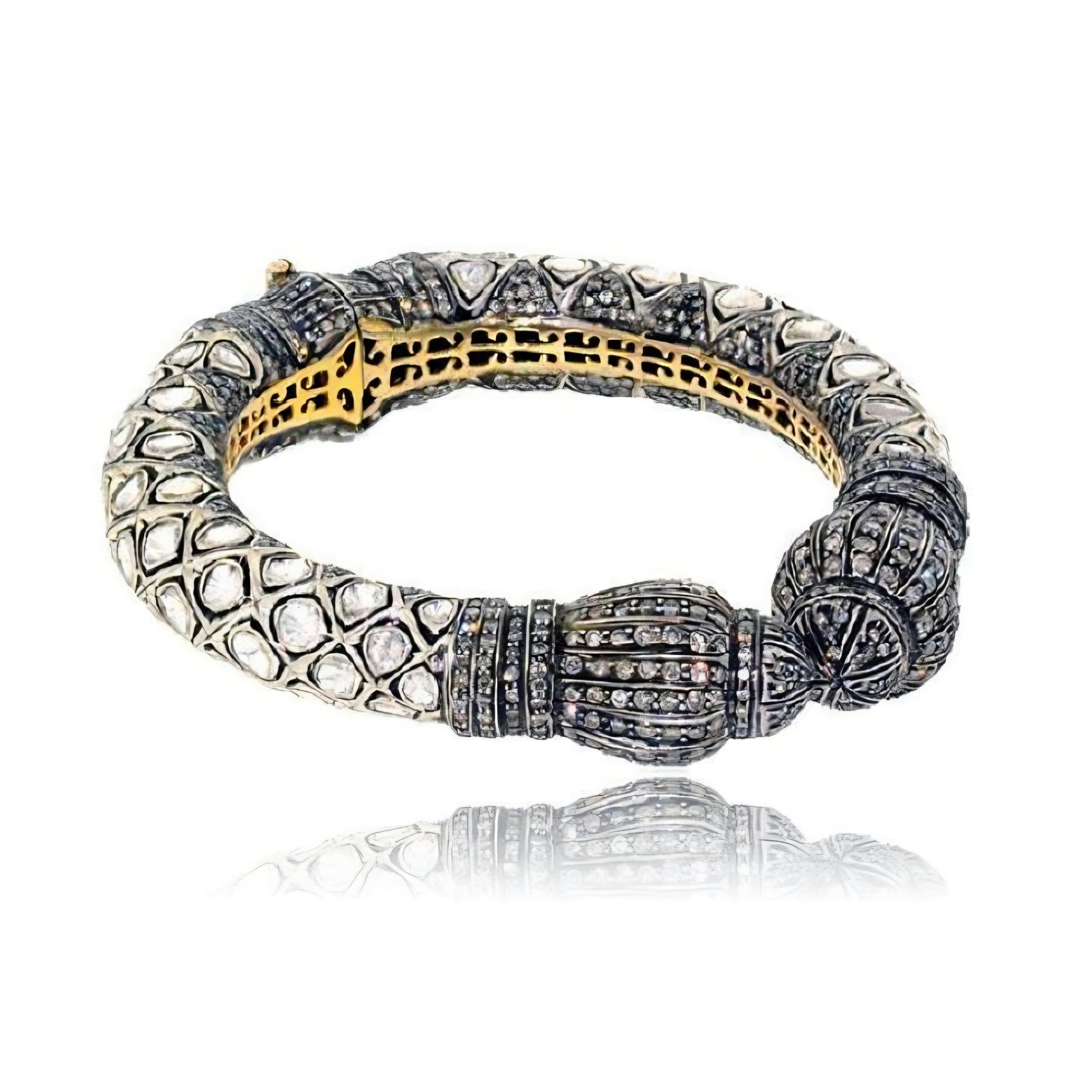 Taglio vecchia miniera Bracciale antico con diamanti Polki Bracciale vittoriano con diamanti Nature in vendita
