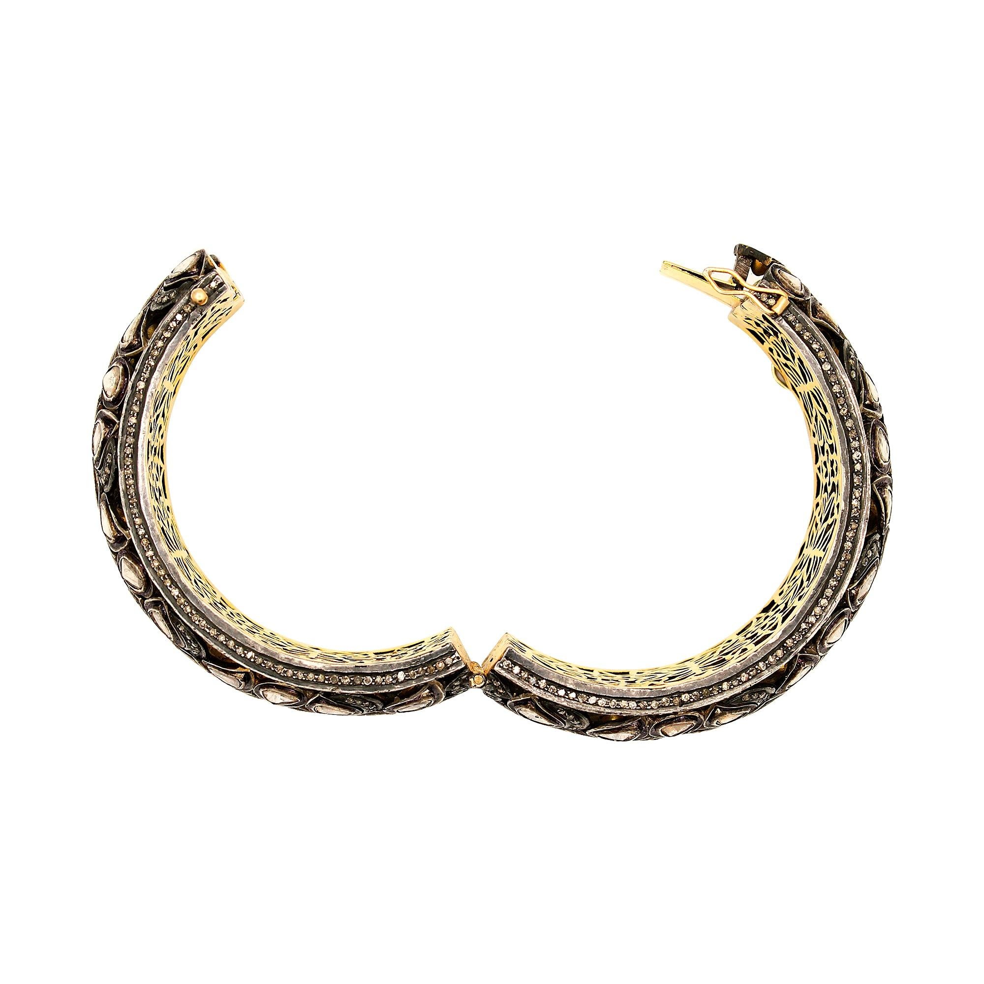 Antique Polki Diamond Bracelet Natural Diamond Victorian Bracelet In New Condition For Sale In Chicago, IL