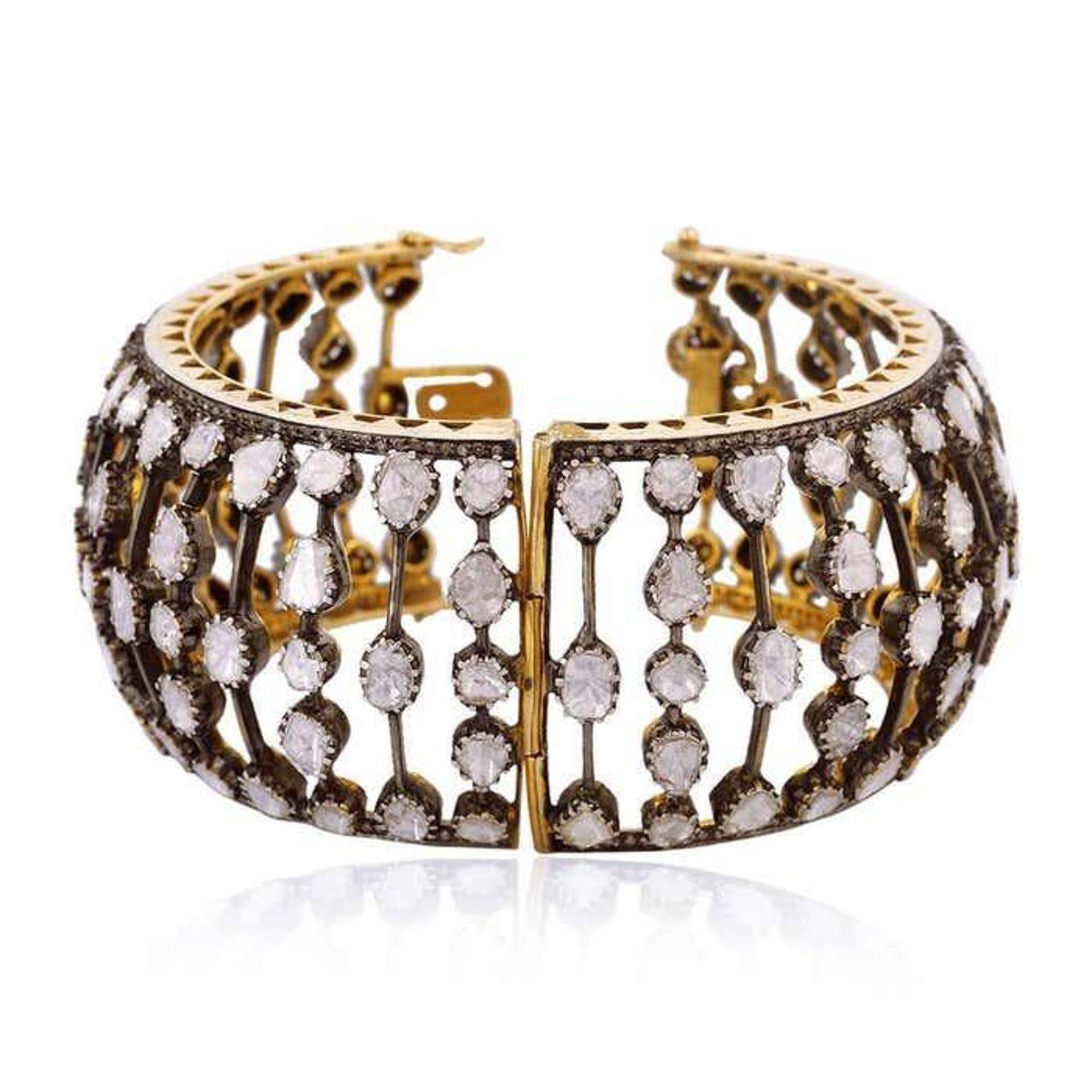 Women's Antique Polki Diamond Bracelet Natural Diamond Victorian Bracelet For Sale
